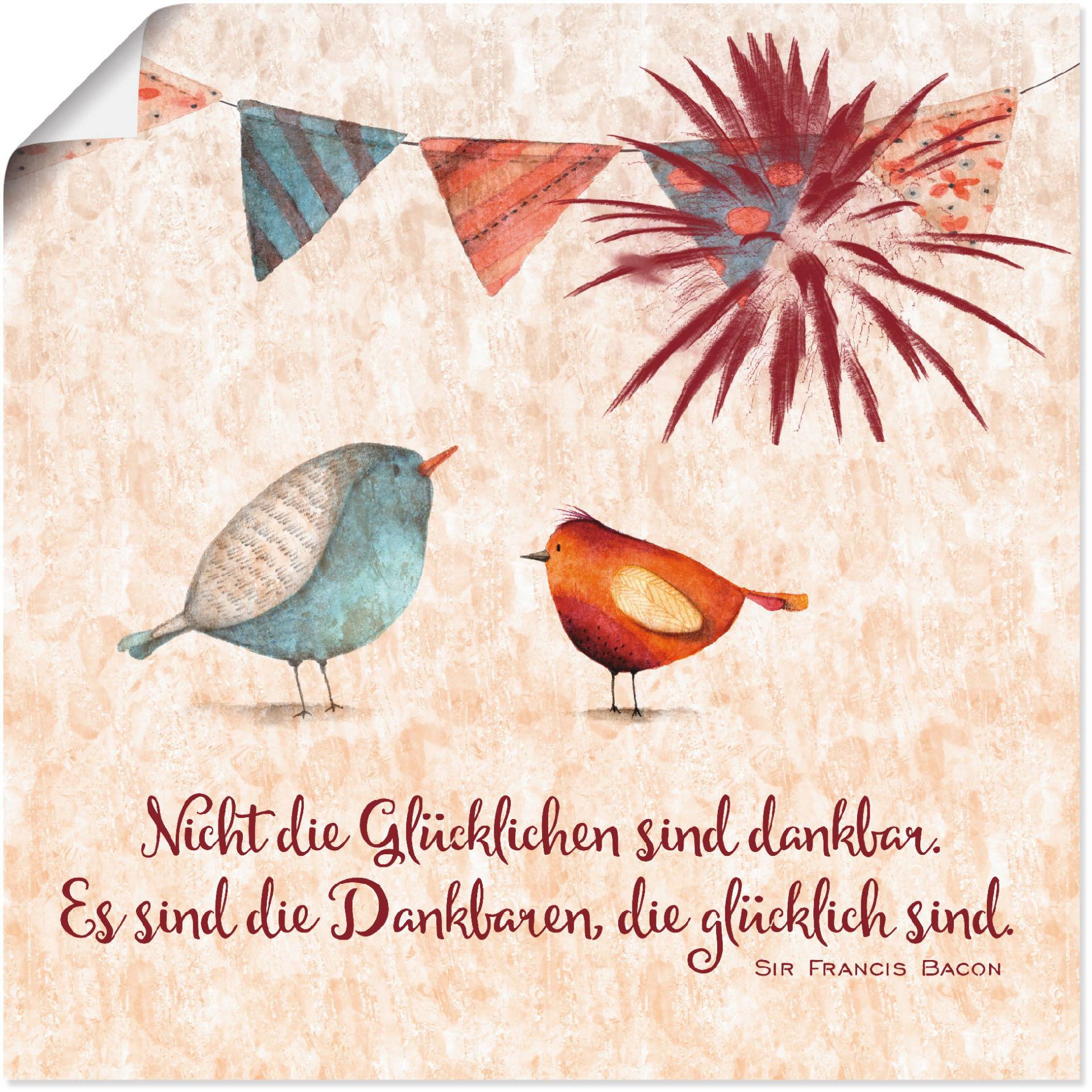 Artland Wandbild »Lebensweisheit Glücklich«, Tiere, (1 St.), als Alubild, Outdoorbild, Leinwandbild, Poster, Wandaufkleber von Artland