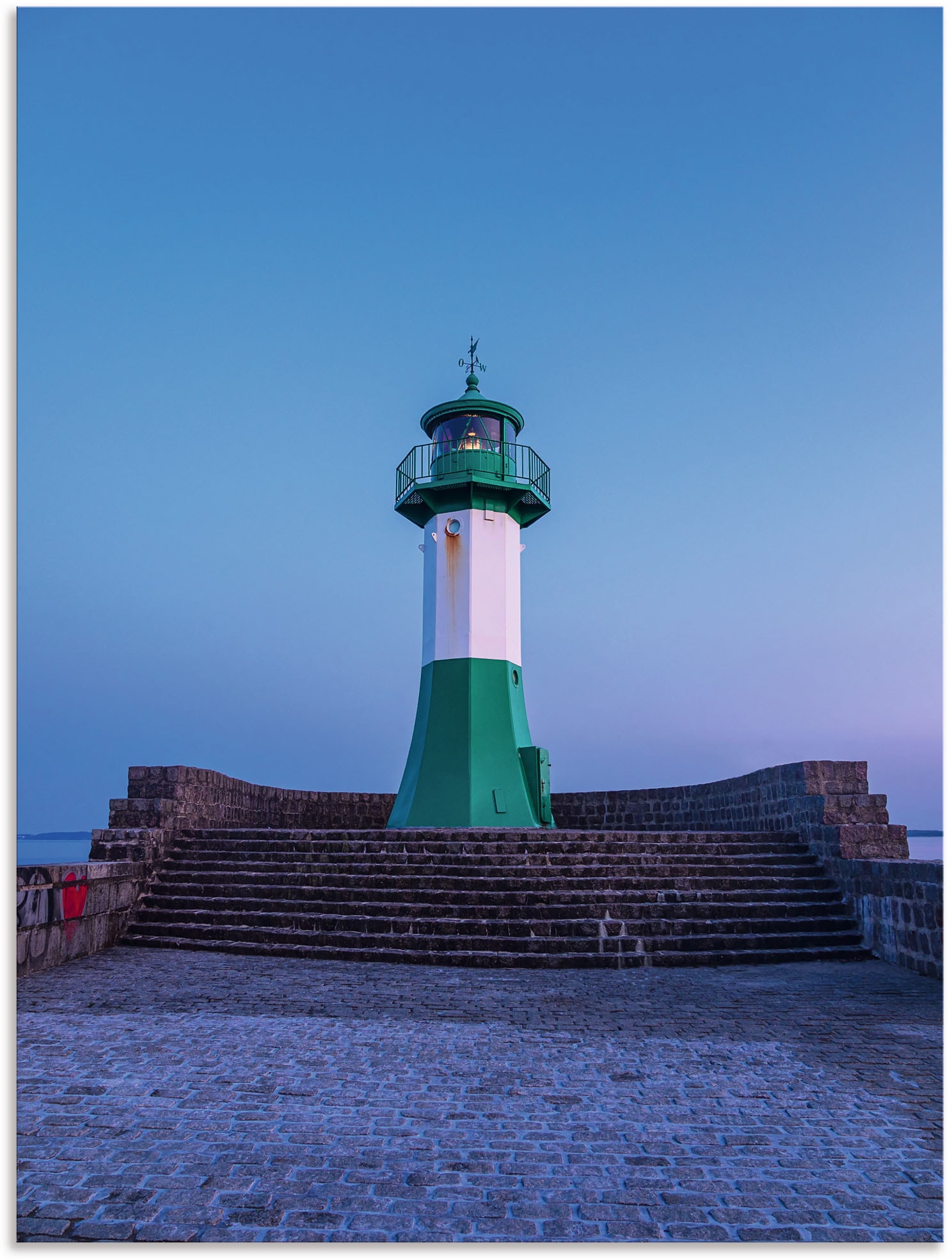 Artland Alu-Dibond-Druck »Leuchtturm auf der Mole von Sassnitz«, Gebäude, (1 St.), für Innen- und Aussenbereich geeignet, Outdoorbild von Artland