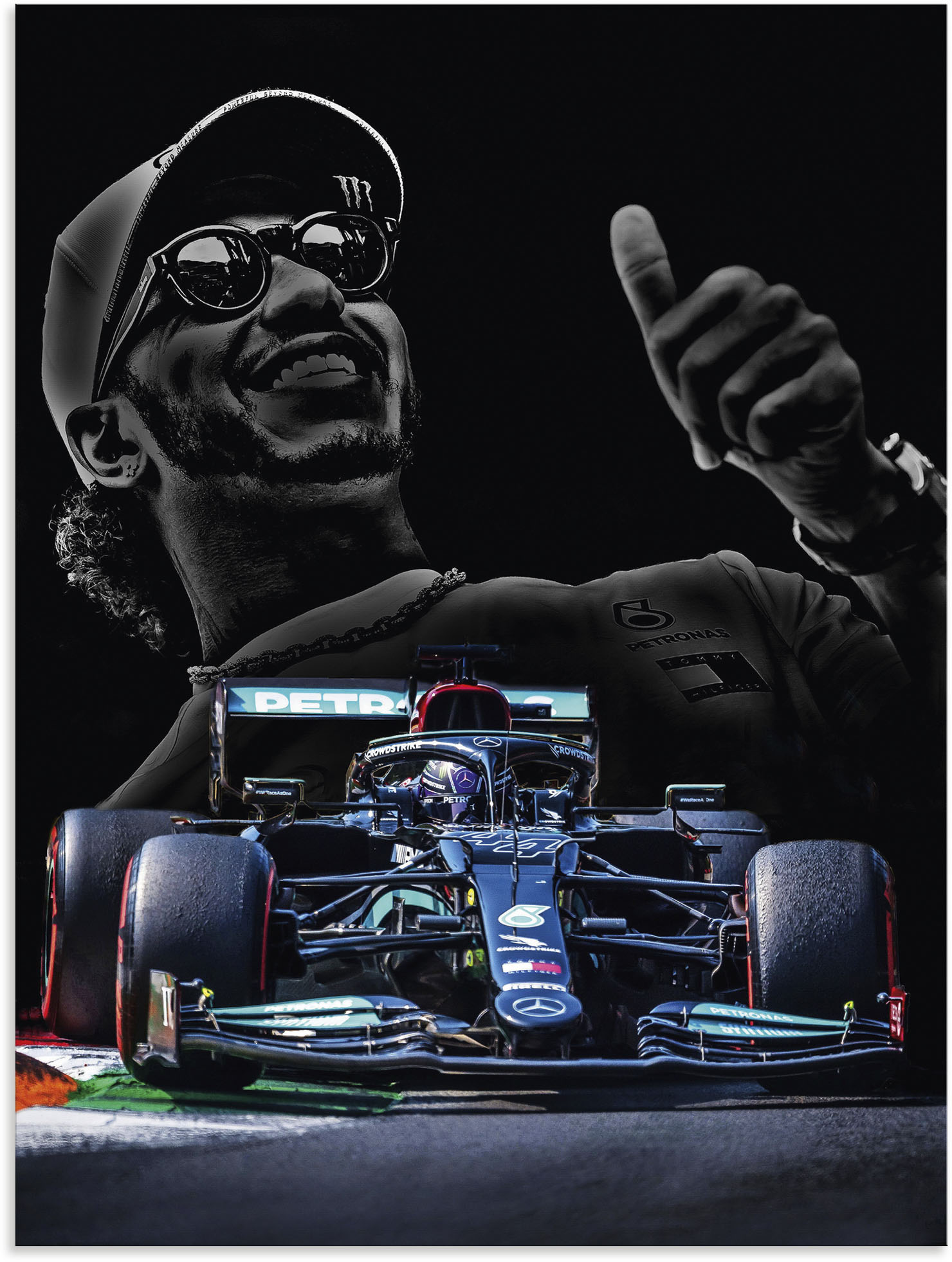 Artland Wandbild »Lewis Hamilton - Hammertime«, Bilder von Männern, (1 St.), als Alubild, Leinwandbild, Wandaufkleber oder Poster in versch. Grössen von Artland