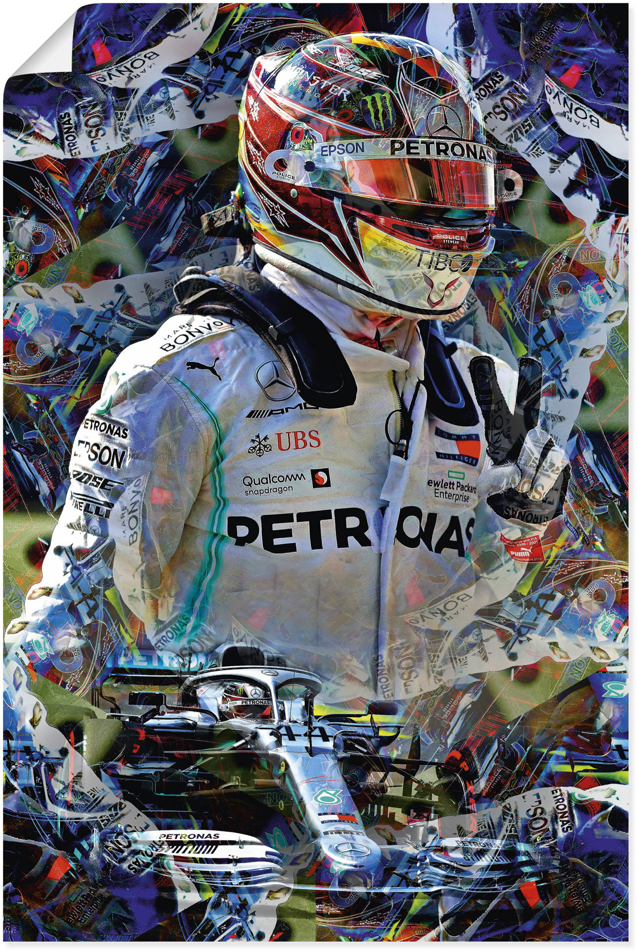 Artland Wandbild »Lewis Hamilton alias LH44«, Bilder von Männern, (1 St.), als Alubild, Leinwandbild, Wandaufkleber oder Poster in versch. Grössen von Artland