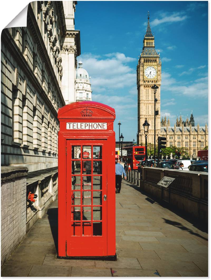 Artland Wandbild »London Telefonzelle«, Gebäude, (1 St.), als Alubild, Leinwandbild, Wandaufkleber oder Poster in versch. Grössen von Artland