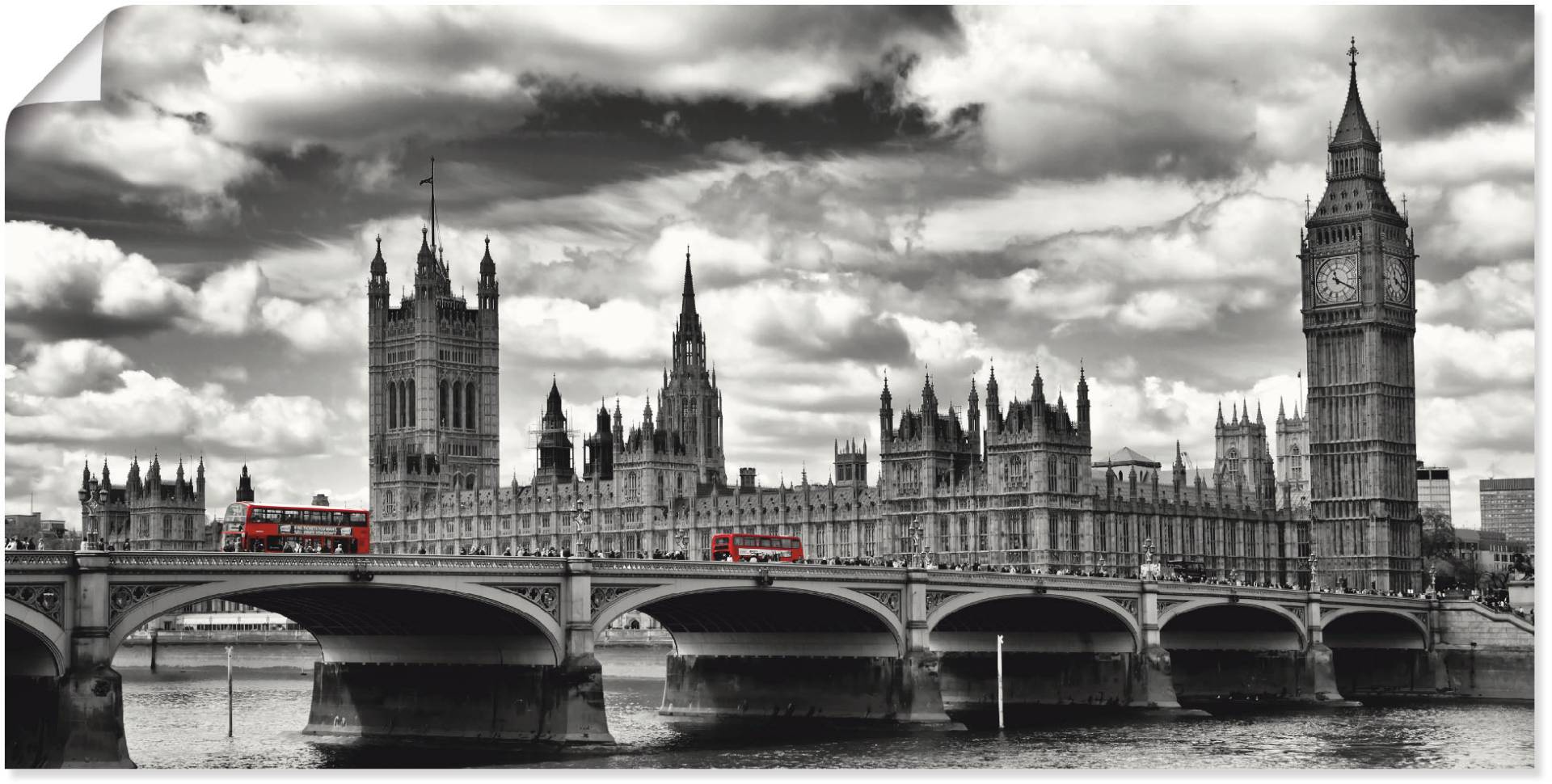 Artland Wandbild »London Westminster Bridge & Red Buses«, Grossbritannien, (1 St.), als Leinwandbild, Poster, Wandaufkleber in verschied. Grössen von Artland