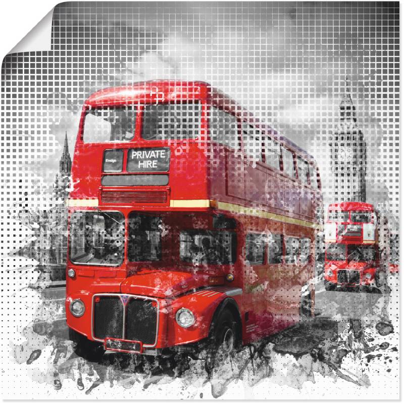 Artland Wandbild »London Westminster Rote Busse«, Auto, (1 St.), als Poster in verschied. Grössen von Artland