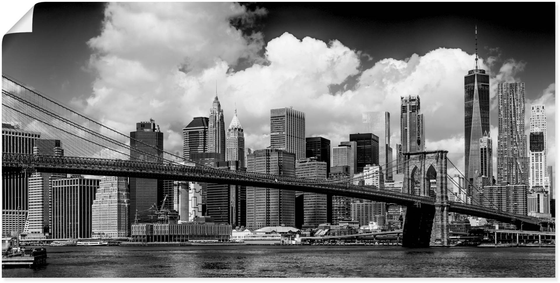 Artland Wandbild »Manhattan Skyline, Brooklyn Bridge«, New York, (1 St.), als Alubild, Outdoorbild, Leinwandbild, Wandaufkleber, versch. Grössen von Artland