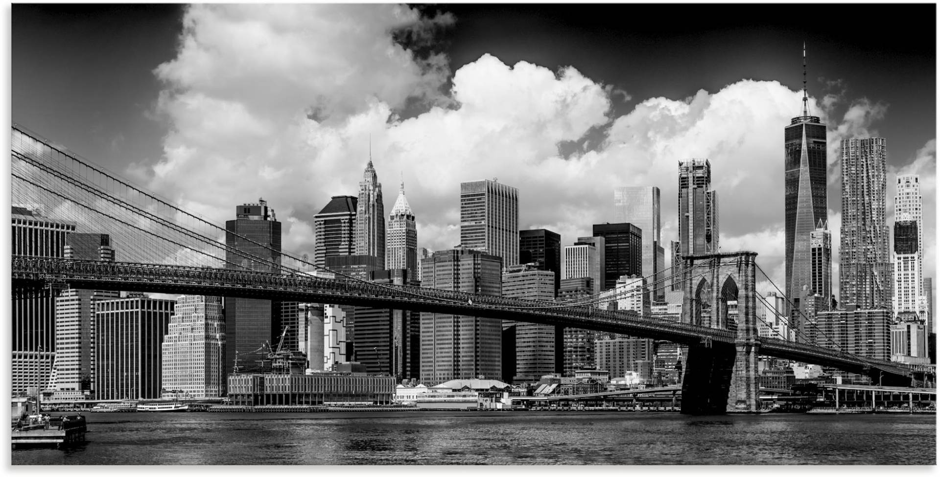 Artland Wandbild »Manhattan Skyline, Brooklyn Bridge«, New York, (1 St.), als Alubild, Outdoorbild, Leinwandbild, Wandaufkleber, versch. Grössen von Artland