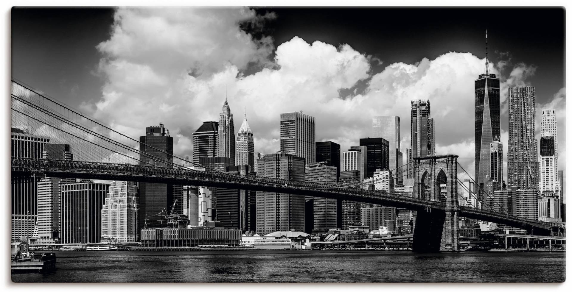 Artland Wandbild »Manhattan Skyline, Brooklyn Bridge«, New York, (1 St.), als Alubild, Outdoorbild, Leinwandbild, Wandaufkleber, versch. Grössen von Artland