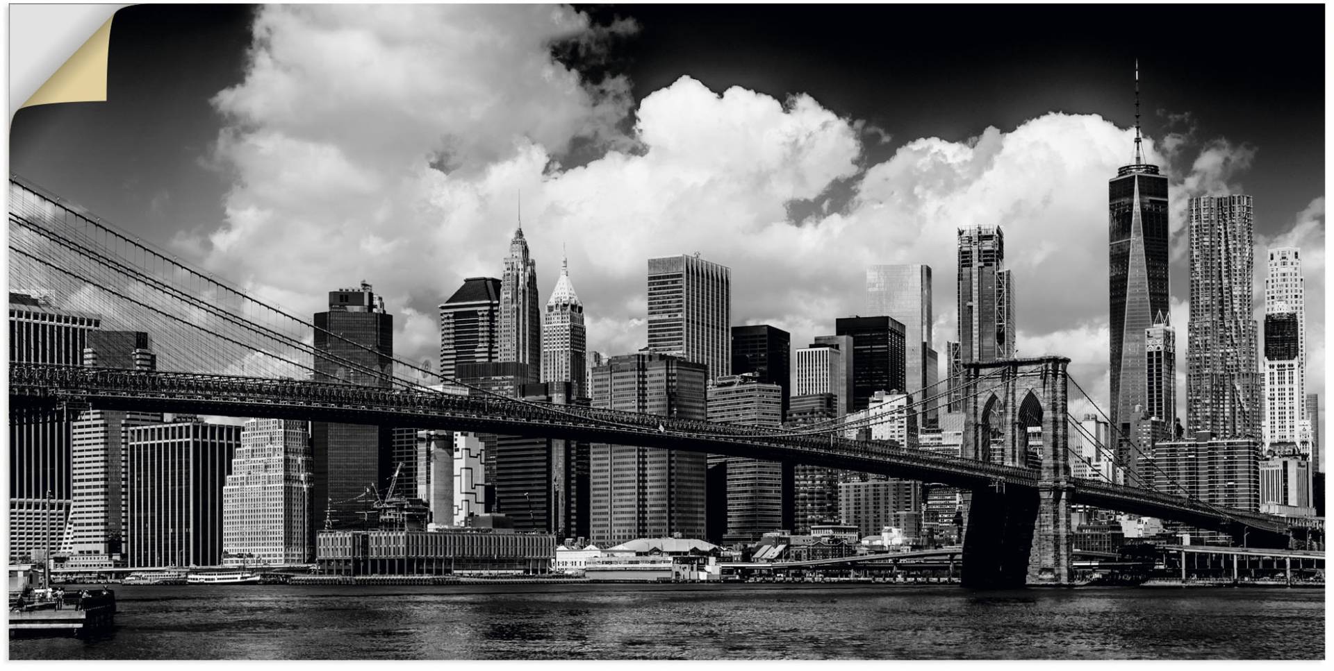 Artland Wandbild »Manhattan Skyline, Brooklyn Bridge«, New York, (1 St.), als Alubild, Outdoorbild, Leinwandbild, Wandaufkleber, versch. Grössen von Artland