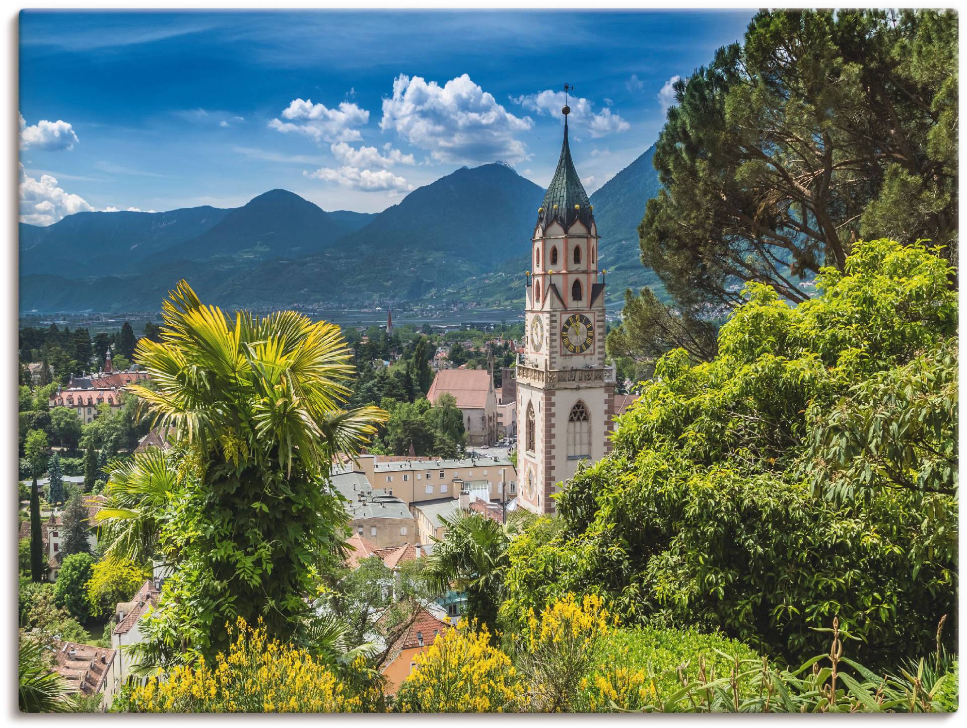 Artland Leinwandbild »Meran Idyllischer Blick über die Stadt«, Europa, (1 St.), auf Keilrahmen gespannt von Artland