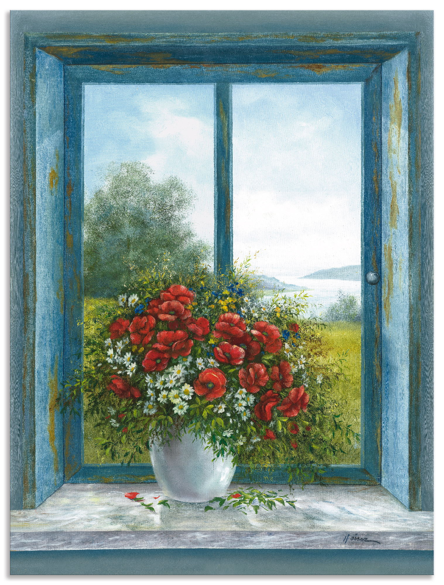 Artland Wandbild »Mohnblumen am Fenster«, Arrangements, (1 St.), als Leinwandbild, Wandaufkleber in verschied. Grössen von Artland