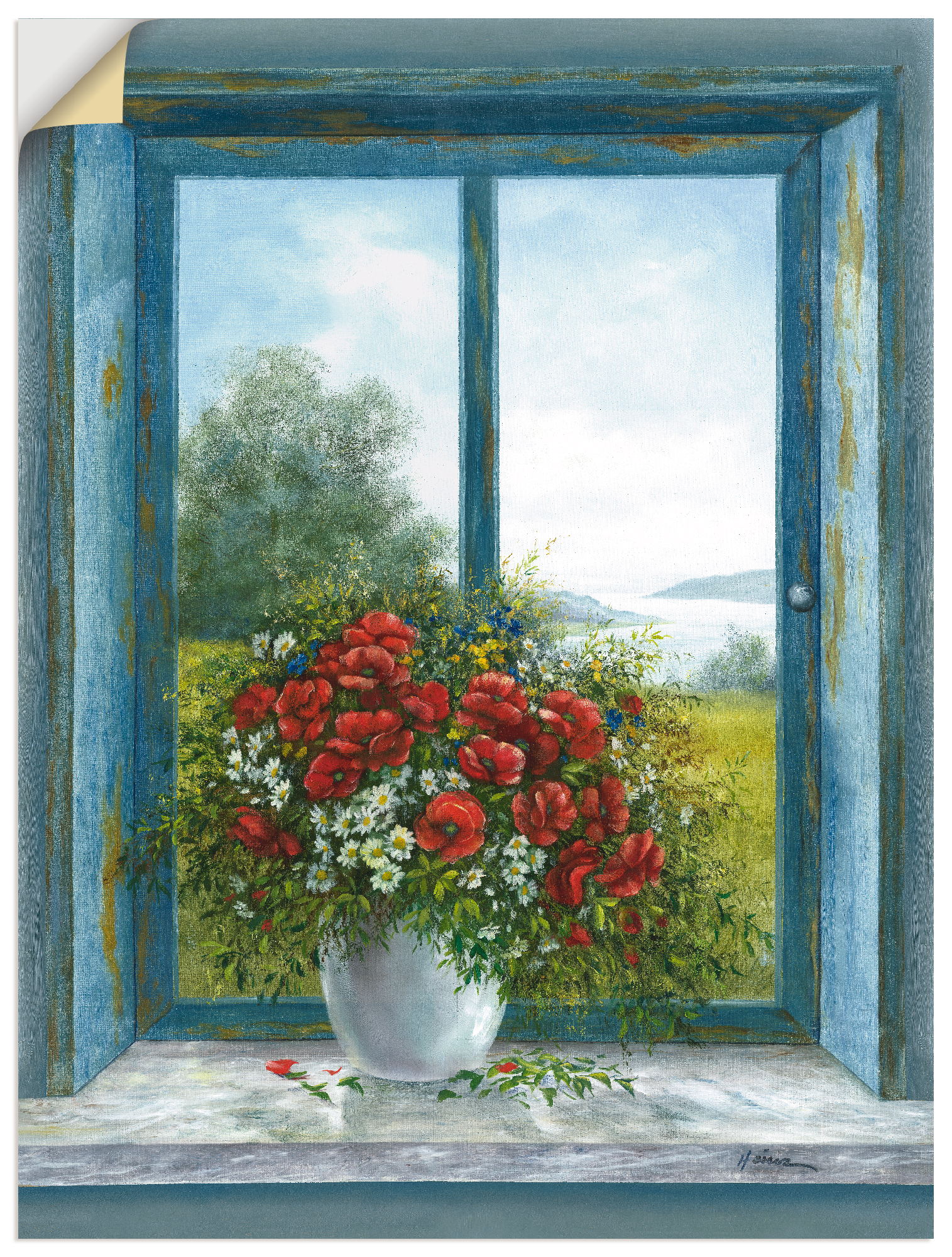 Artland Wandbild »Mohnblumen am Fenster«, Arrangements, (1 St.), als Leinwandbild, Wandaufkleber in verschied. Grössen von Artland