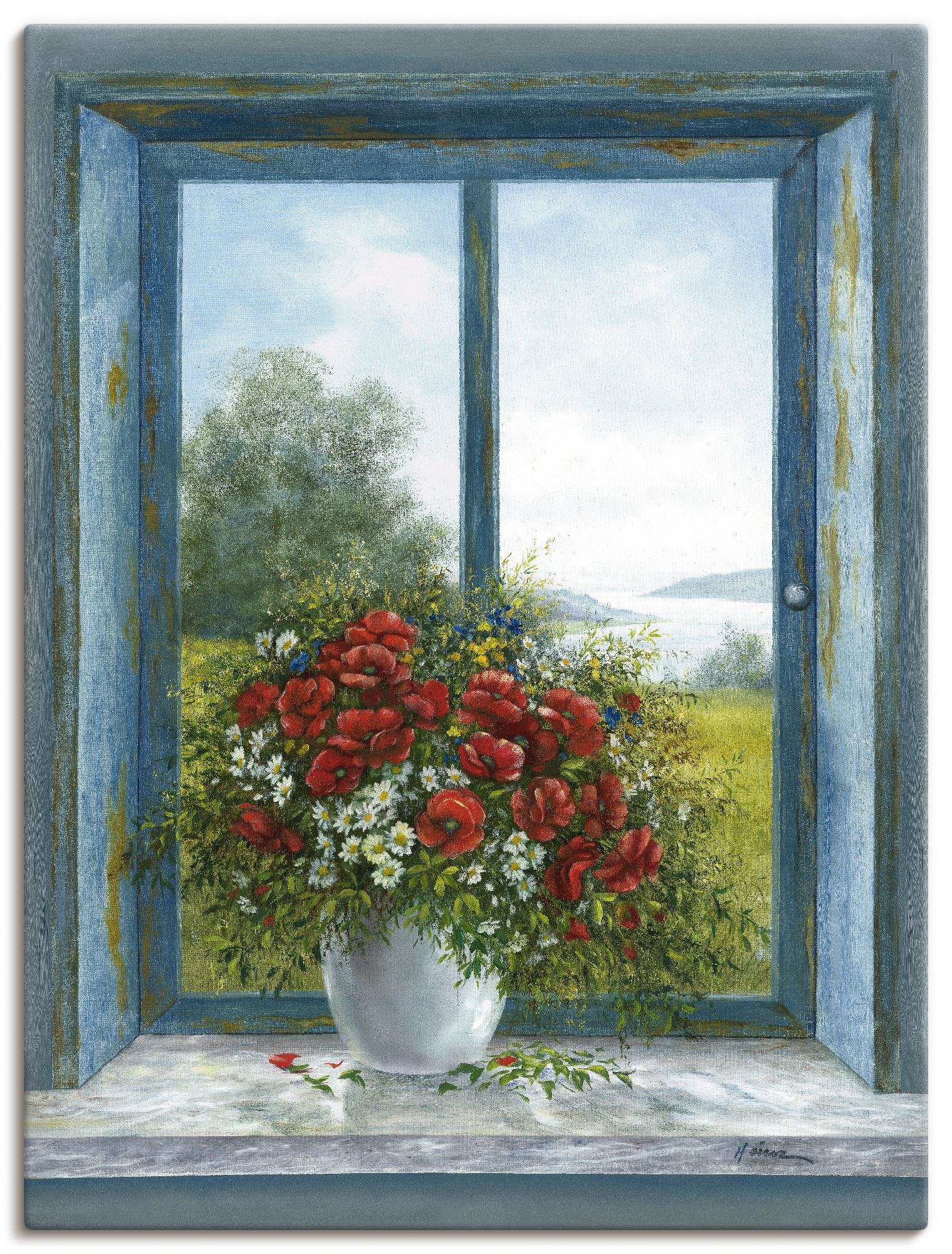 Artland Wandbild »Mohnblumen am Fenster«, Arrangements, (1 St.), als Leinwandbild, Wandaufkleber in verschied. Grössen von Artland