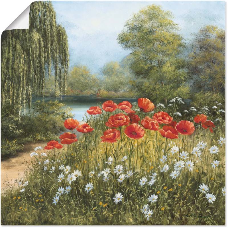 Artland Wandbild »Mohnwiese am See«, Blumenwiese, (1 St.), als Alubild, Outdoorbild, Leinwandbild, Poster in verschied. Grössen von Artland