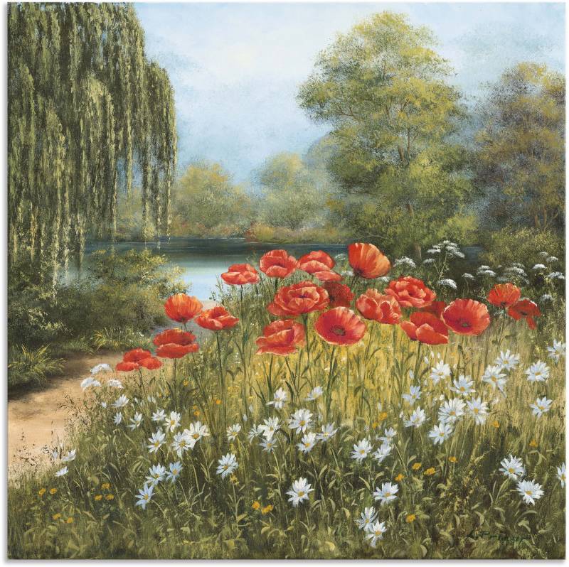 Artland Wandbild »Mohnwiese am See«, Blumenwiese, (1 St.), als Alubild, Outdoorbild, Leinwandbild, Poster in verschied. Grössen von Artland