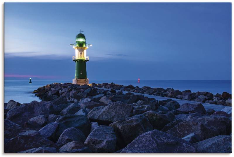 Artland Leinwandbild »Mole bei Nacht in Warnemünde«, Küste, (1 St.), auf Keilrahmen gespannt von Artland