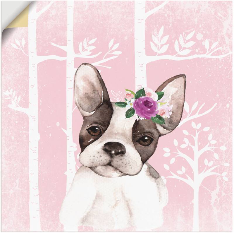 Artland Wandbild »Mops Hund mit Blumen im pink Wald«, Tiere, (1 St.), als Poster, Wandaufkleber in verschied. Grössen von Artland