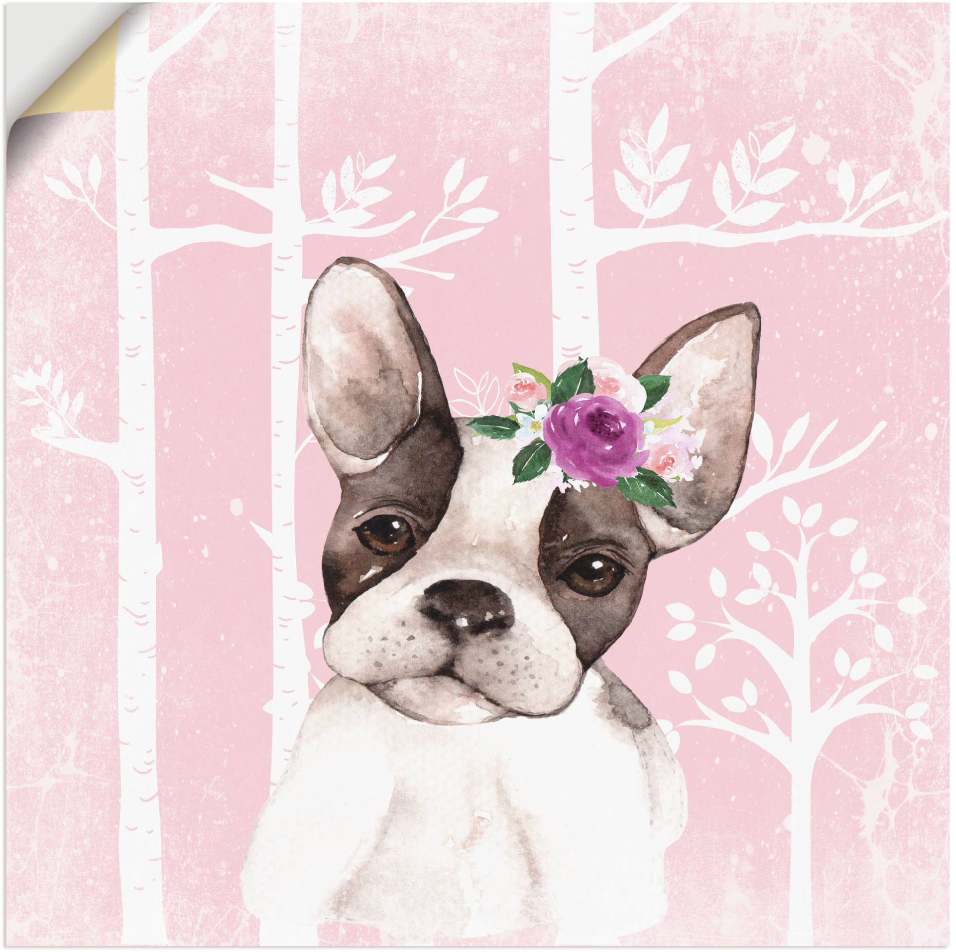 Artland Wandbild »Mops Hund mit Blumen im pink Wald«, Tiere, (1 St.), als Poster, Wandaufkleber in verschied. Grössen Artland Wandbild »Mops Hund mit Blumen im pink Wald«, Tiere, (1 St.), als Poster, Wandaufkleber in verschied. Grössen von Artland