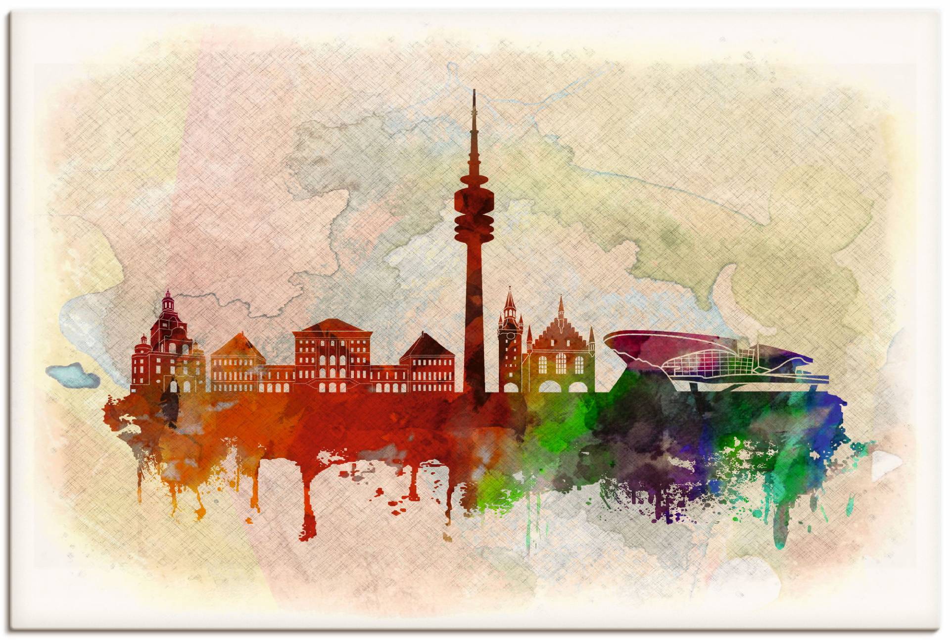 Artland Leinwandbild »München Deutschland Skyline«, Deutschland, (1 St.), auf Keilrahmen gespannt von Artland