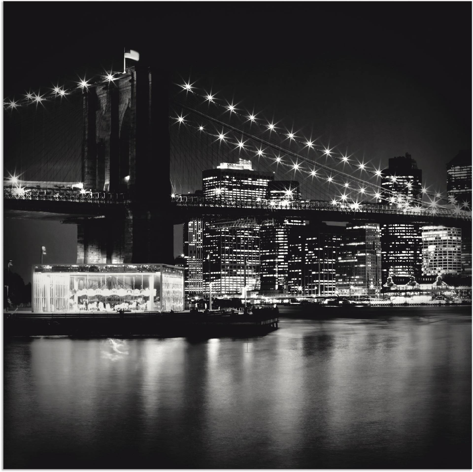 Artland Wandbild »NYC Brooklyn Bridge bei Nacht«, Amerika, (1 St.), als Leinwandbild, Poster in verschied. Grössen von Artland