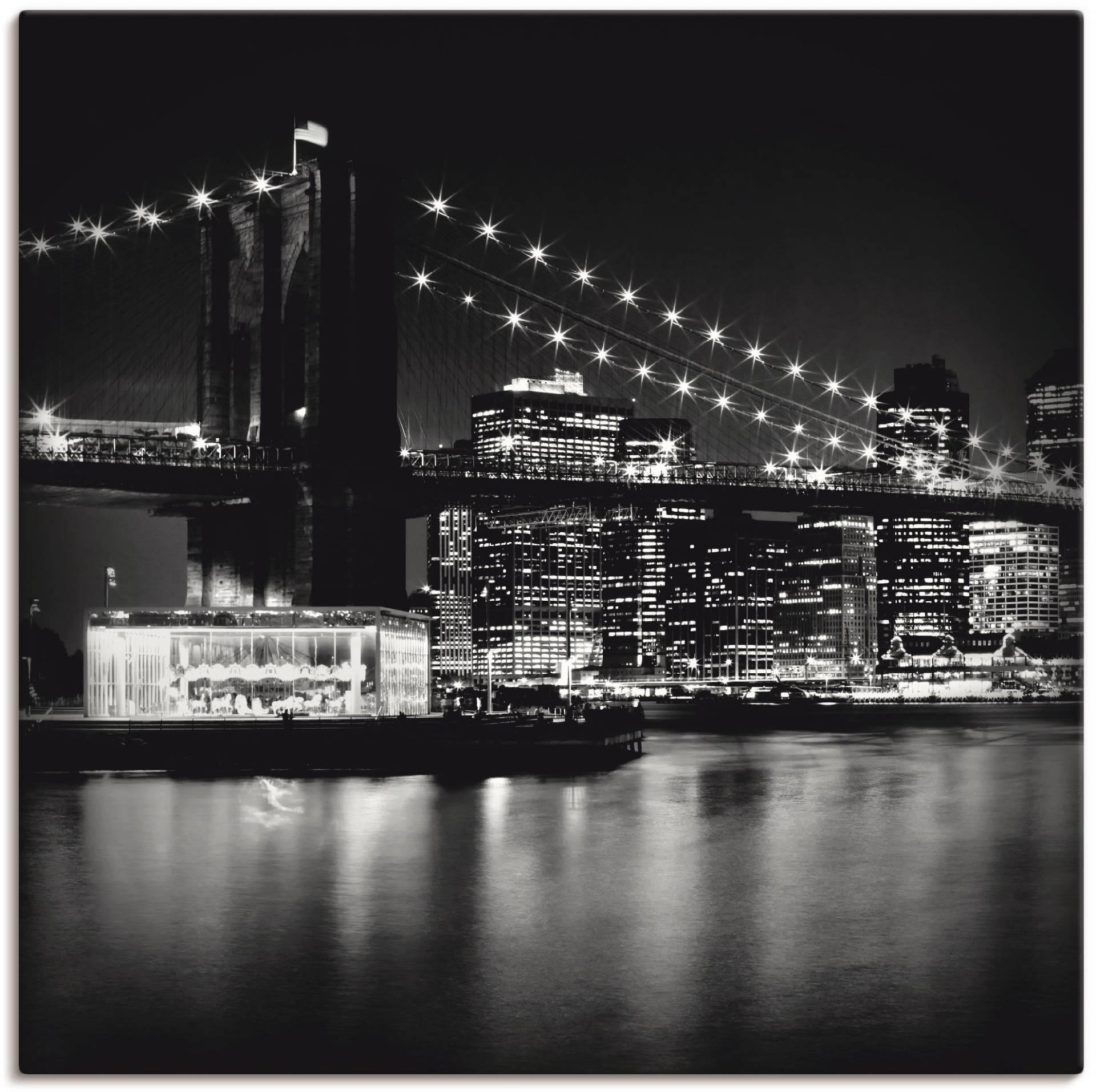 Artland Wandbild »NYC Brooklyn Bridge bei Nacht«, Amerika, (1 St.), als Leinwandbild, Poster in verschied. Grössen von Artland