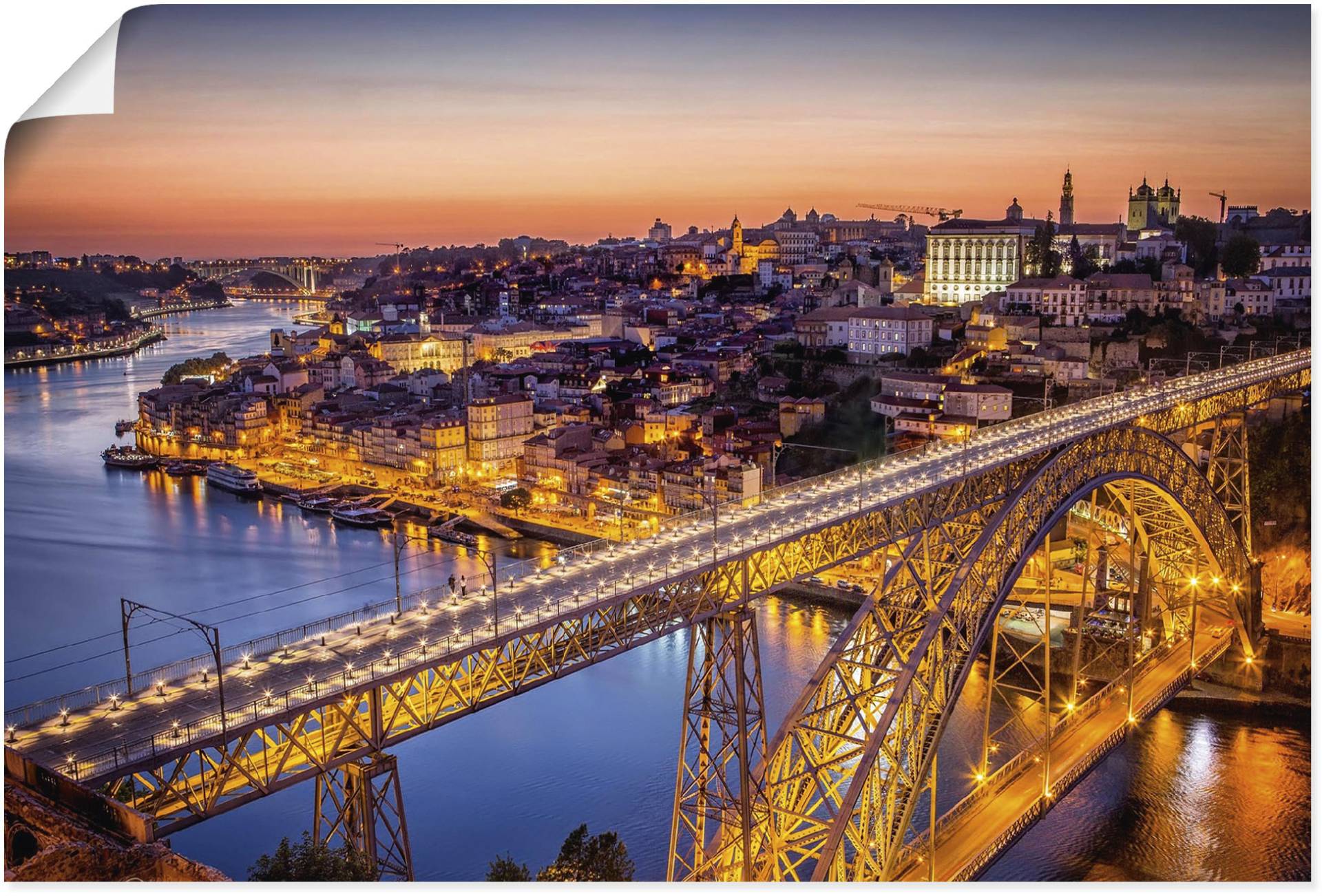 Artland Wandbild »Nachtansicht Porto Eiffelbrücke«, Brücken, (1 St.), als Alubild, Leinwandbild, Wandaufkleber oder Poster in versch. Grössen von Artland