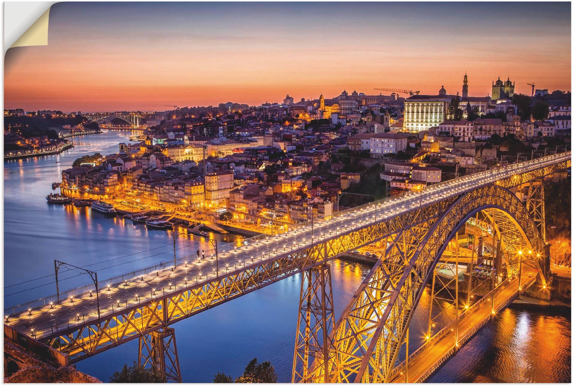 Artland Wandbild »Nachtansicht Porto Eiffelbrücke«, Brücken, (1 St.), als Alubild, Leinwandbild, Wandaufkleber oder Poster in versch. Grössen von Artland