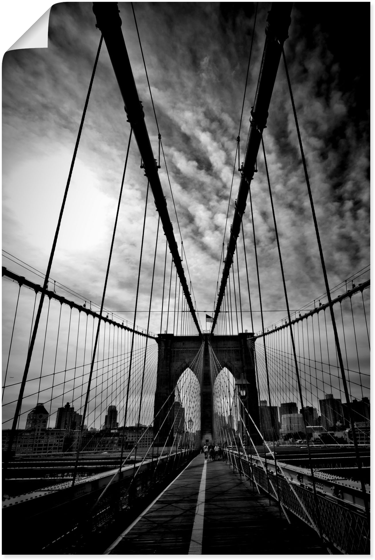 Artland Poster »New York City Mächtige Brooklyn Bridge«, Amerika, (1 St.), als Alubild, Leinwandbild, Wandaufkleber oder Poster in versch. Grössen von Artland