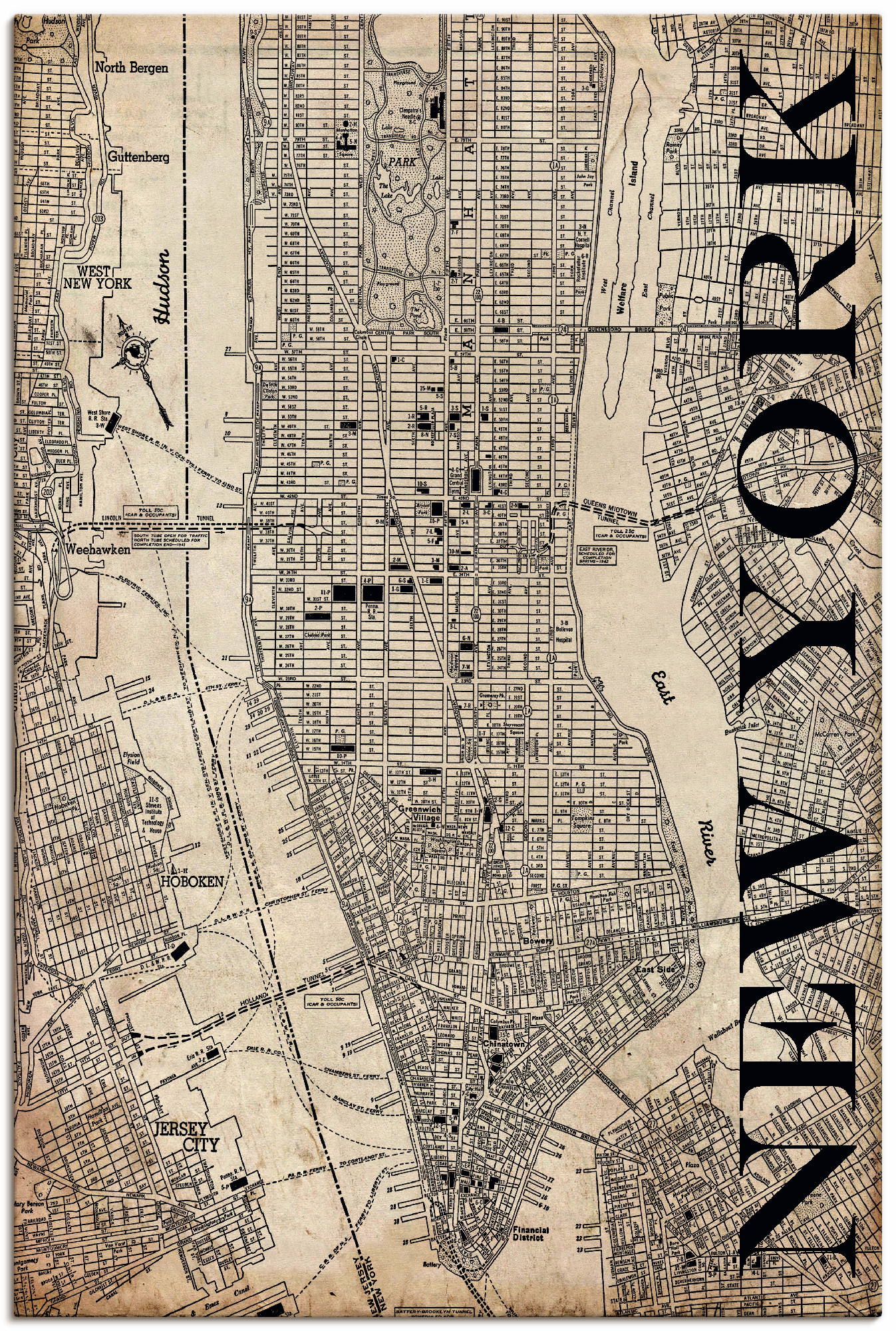 Artland Wandbild »New York Karte Strassen Karte Grunge«, Amerika, (1 St.), als Leinwandbild, Poster in verschied. Grössen Artland Wandbild »New York Karte Strassen Karte Grunge«, Amerika, (1 St.), als Leinwandbild, Poster in verschied. Grössen von Artland
