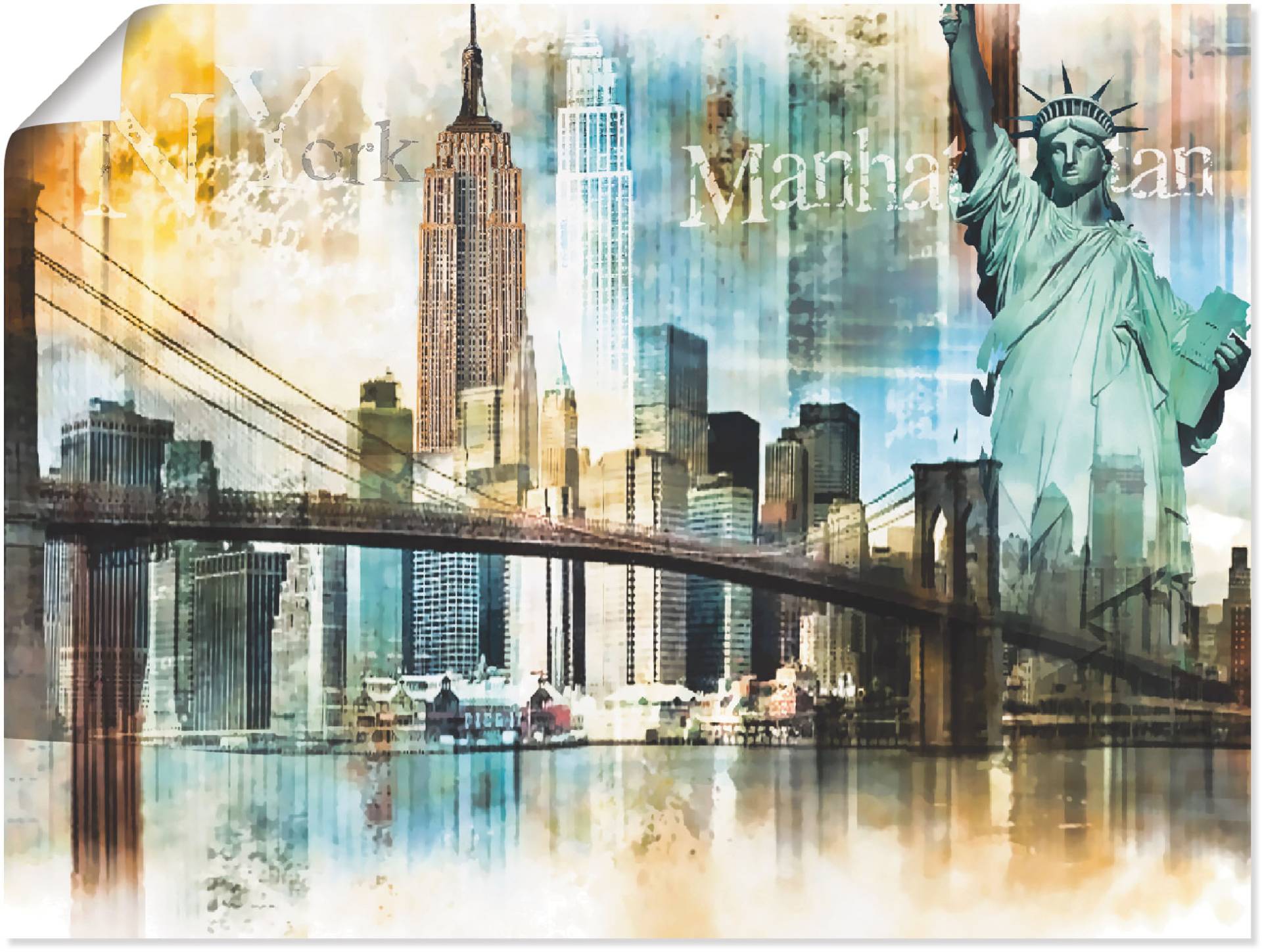 Artland Wandbild »New York Skyline Collage IV«, Amerika, (1 St.), als Leinwandbild, Poster in verschied. Grössen von Artland