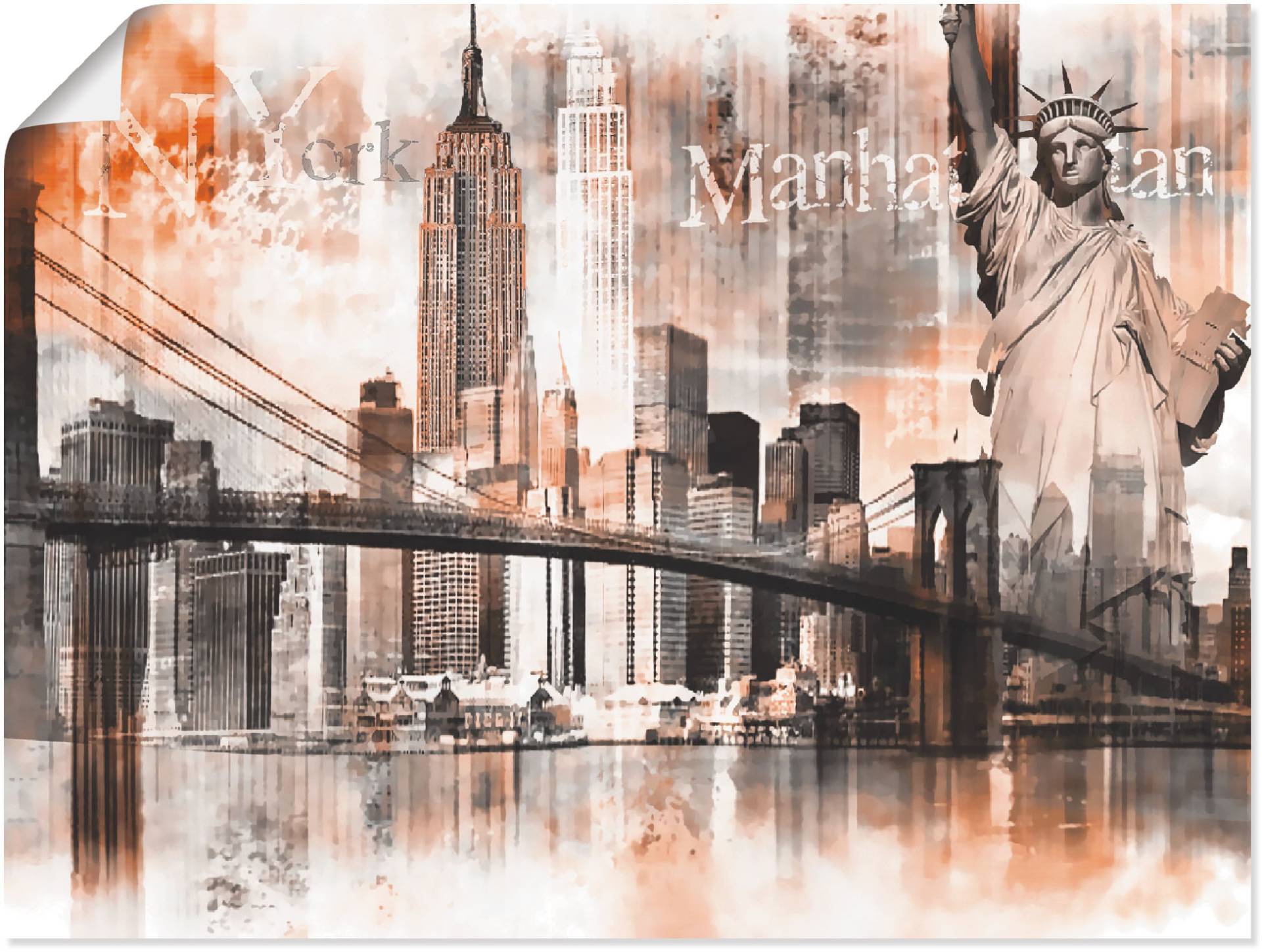 Artland Wandbild »New York Skyline Collage V«, Amerika, (1 St.), als Leinwandbild, Poster in verschied. Grössen von Artland