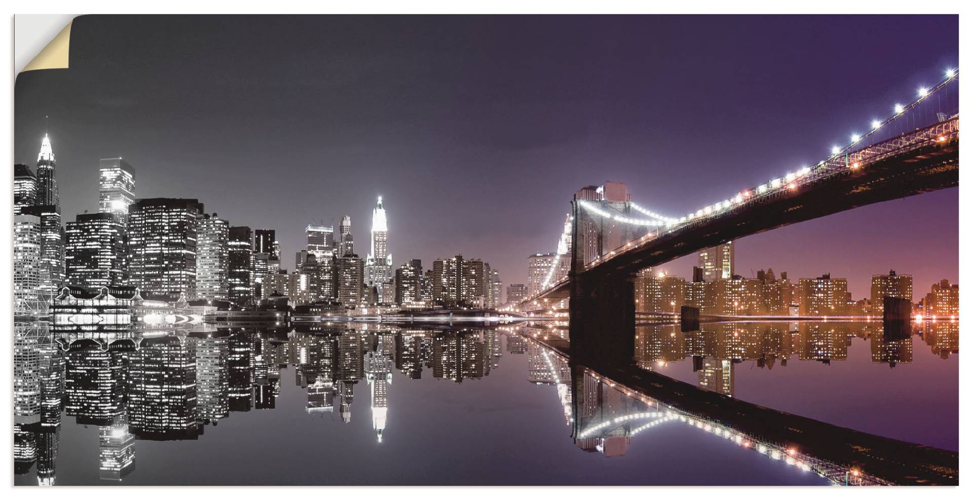 Artland Wandbild »New York Skyline nächtliche Reflektion«, Amerika, (1 St.), als Leinwandbild, Poster, Wandaufkleber in verschied. Grössen von Artland