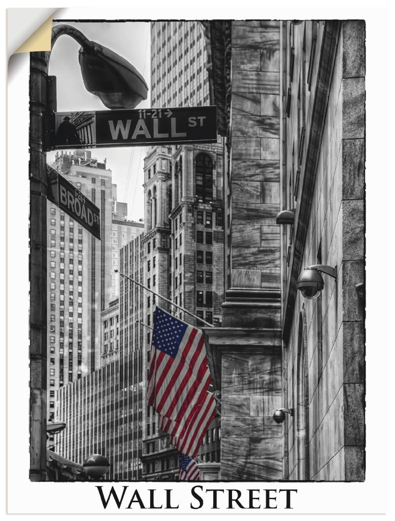 Artland Wandbild »New York Wall Street«, Amerika, (1 St.), als Leinwandbild, Poster in verschied. Grössen von Artland