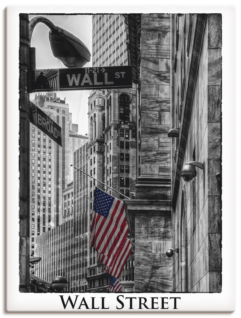 Artland Wandbild »New York Wall Street«, Amerika, (1 St.), als Leinwandbild, Poster in verschied. Grössen von Artland