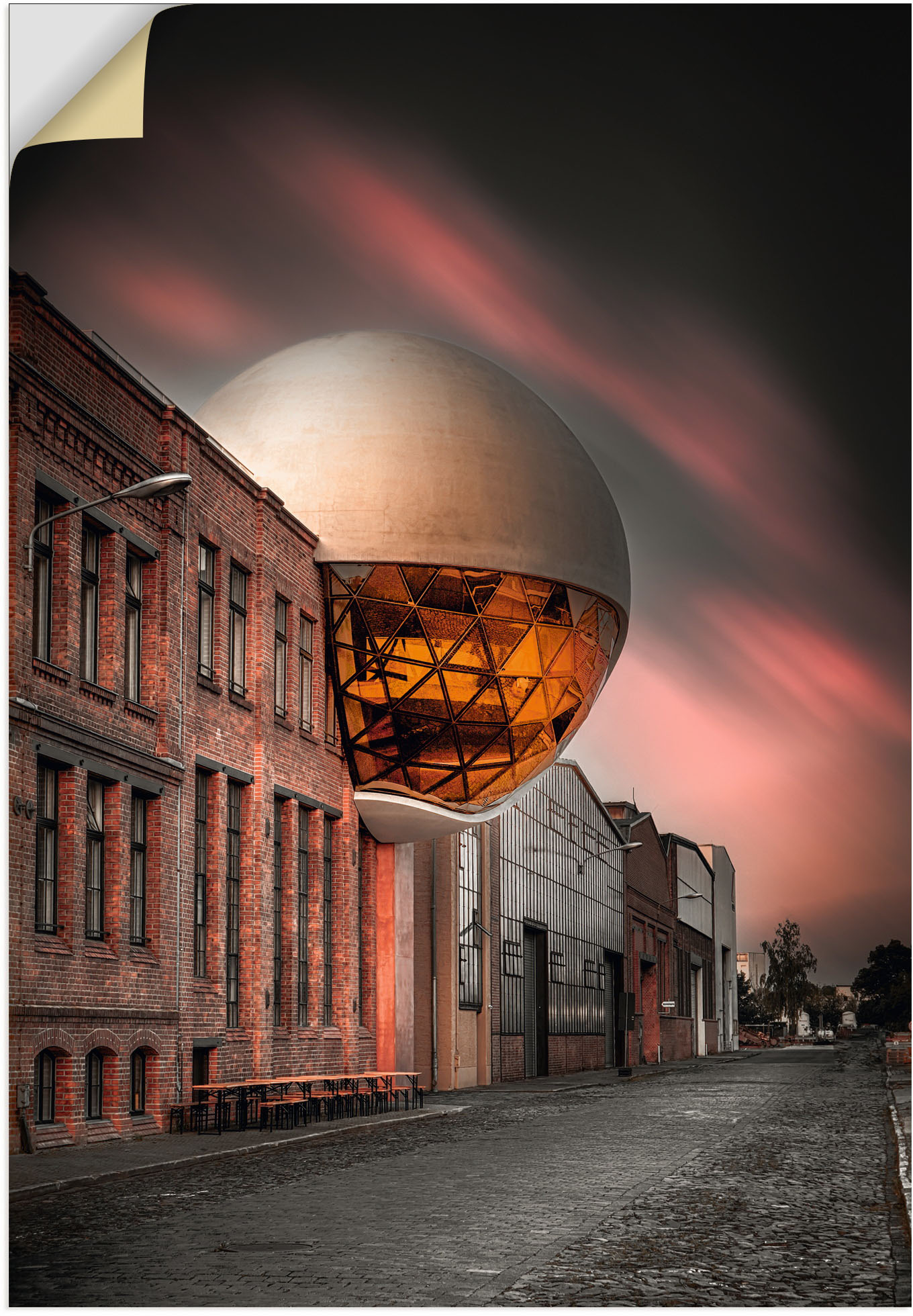 Artland Wandbild »Niemeyer Sphere Leipzig Sonnenuntergang«, Gebäude, (1 St.), als Alubild, Leinwandbild, Wandaufkleber oder Poster in versch. Grössen von Artland