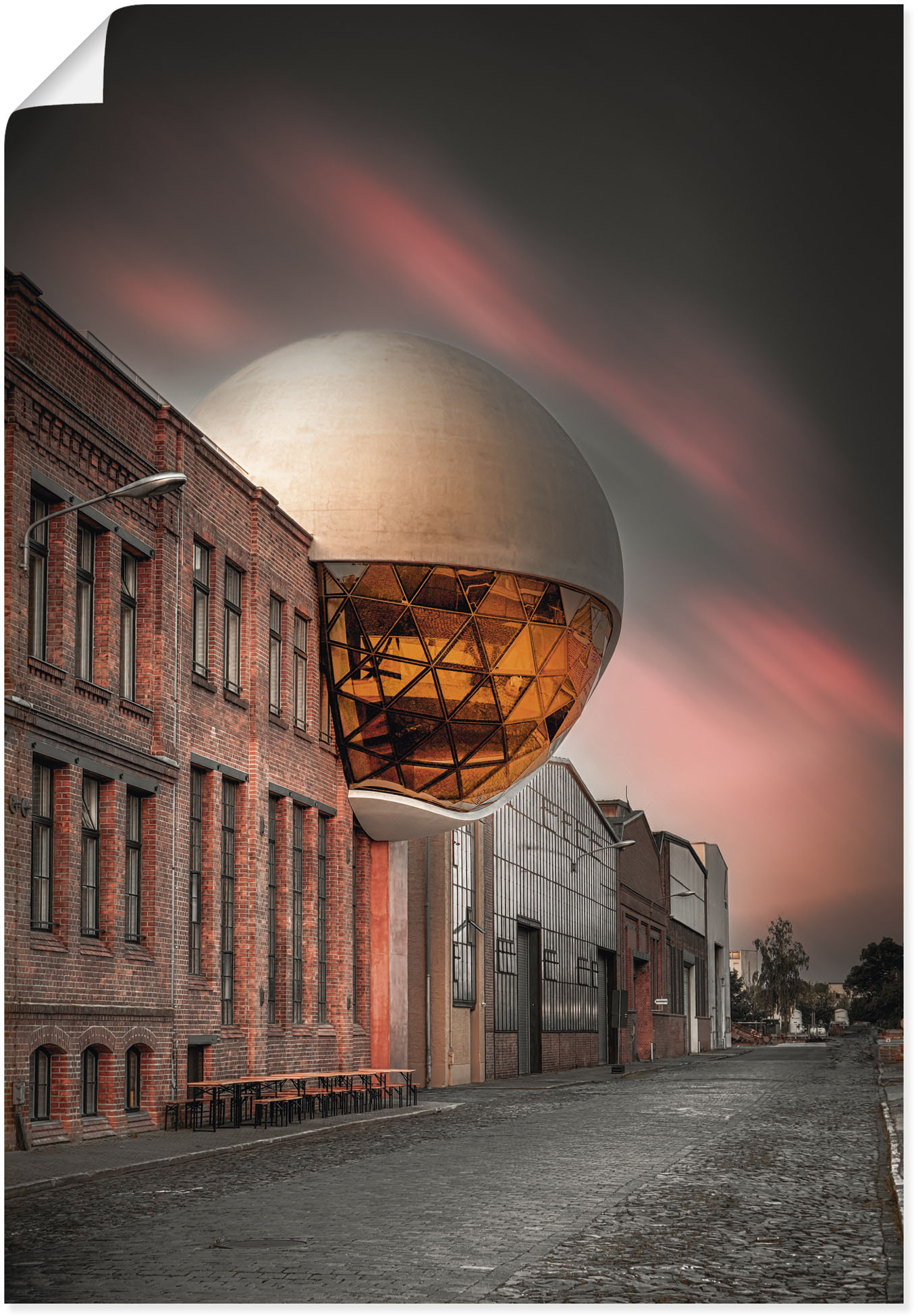 Artland Wandbild »Niemeyer Sphere Leipzig Sonnenuntergang«, Gebäude, (1 St.), als Alubild, Leinwandbild, Wandaufkleber oder Poster in versch. Grössen von Artland