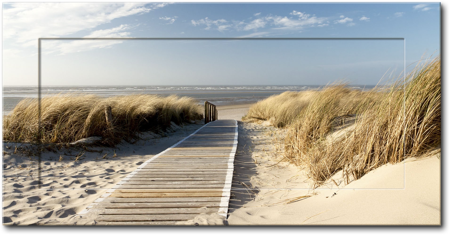 Artland Wandbild »Nordseestrand auf Langeoog - Steg«, Strand, (1 St.), 3D Optik gebogen von Artland