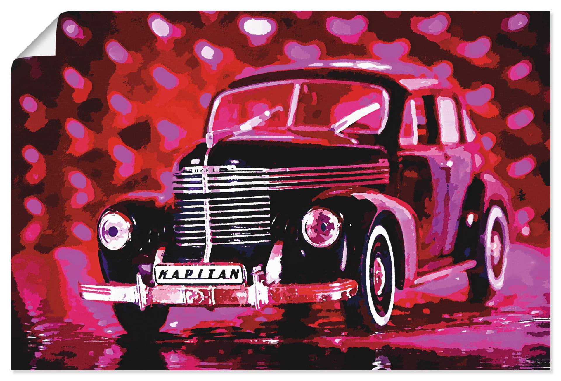 Artland Wandbild »Opel Kapitän - Pretty In Pink«, Auto, (1 St.), als Alubild, Leinwandbild, Wandaufkleber oder Poster in versch. Grössen von Artland