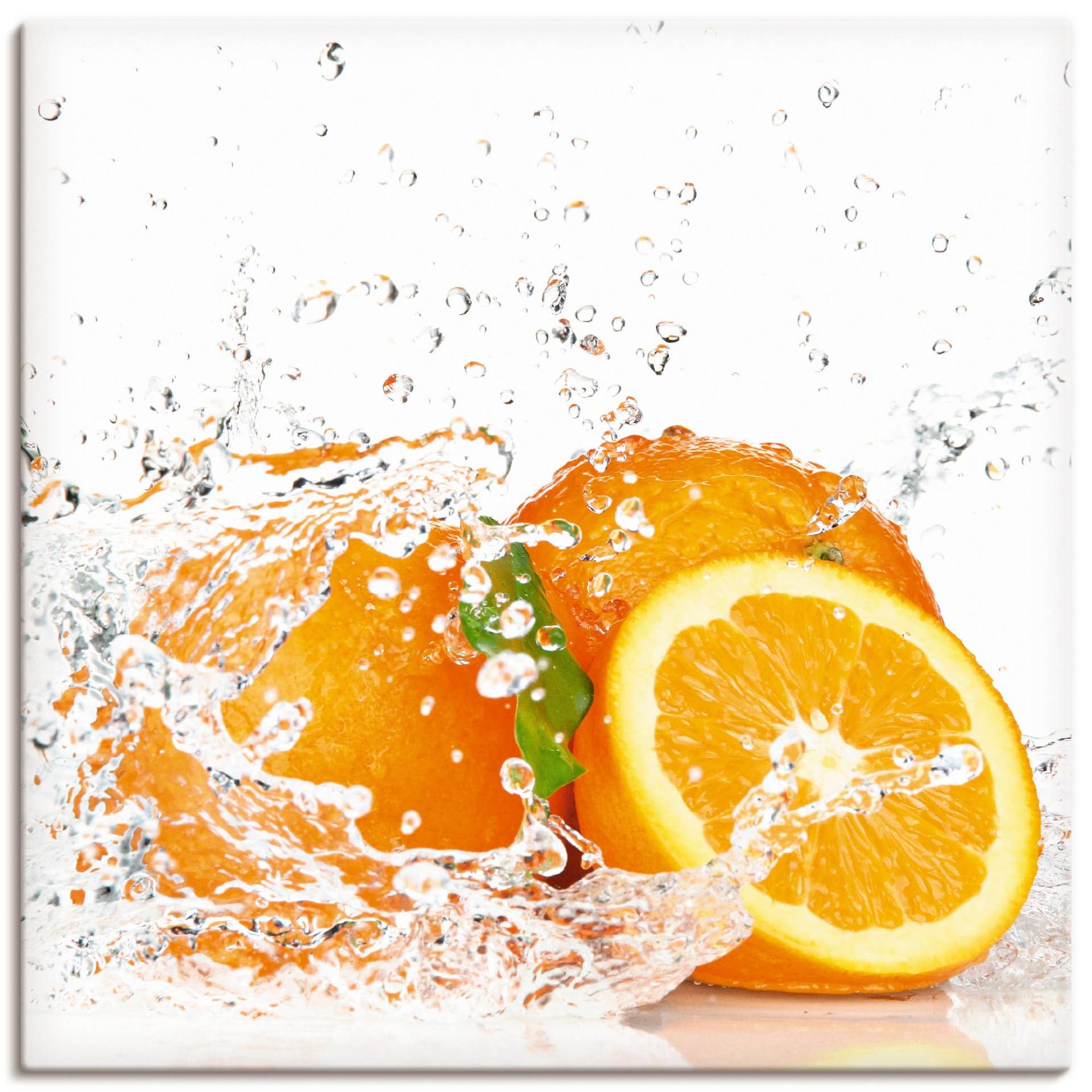 Artland Wandbild »Orange mit Spritzwasser«, Süssspeisen, (1 St.), als Leinwandbild, Poster, Wandaufkleber in verschied. Grössen von Artland