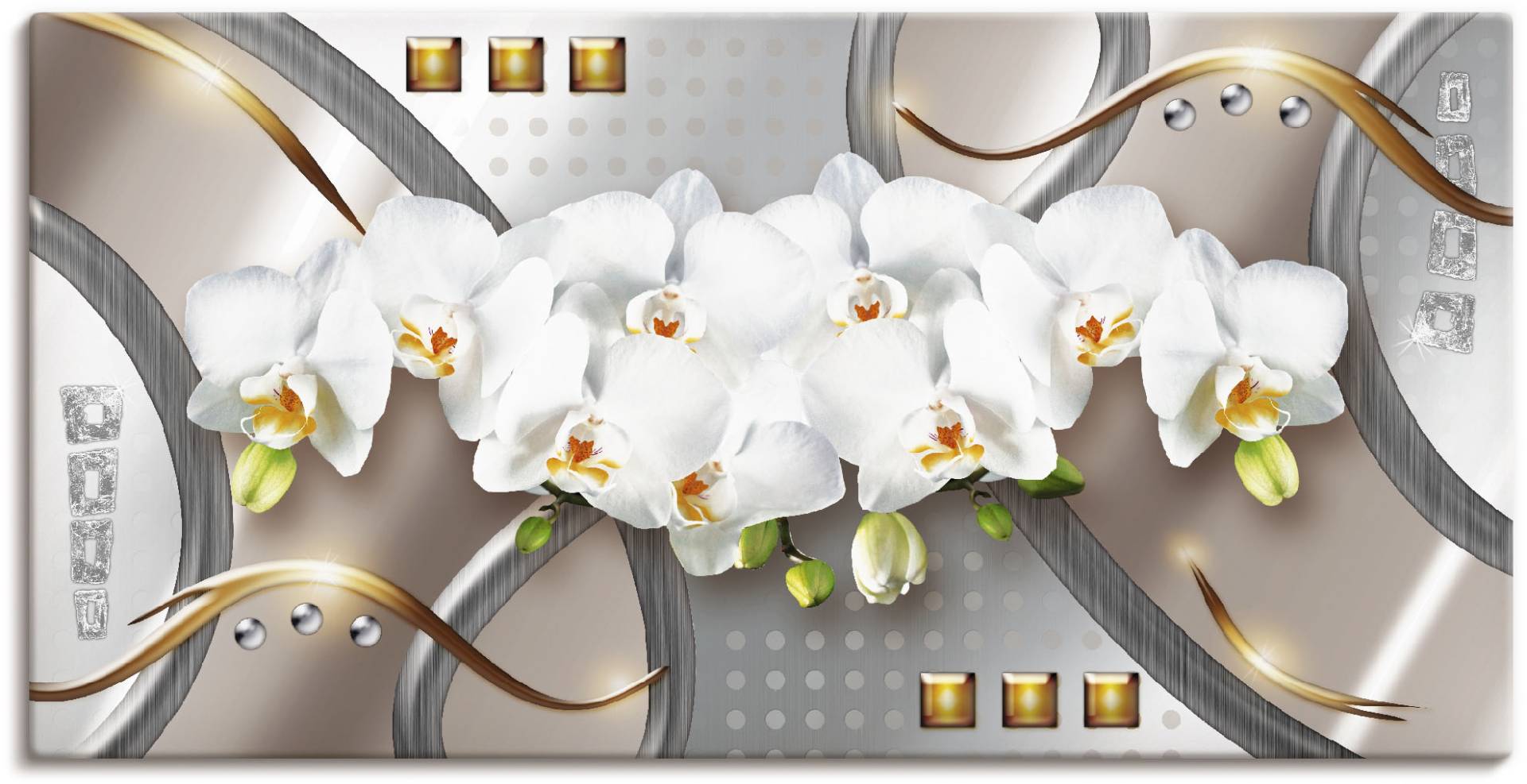 Artland Wandbild »Orchideen mit Elementen«, Blumen, (1 St.), als Leinwandbild, Poster in verschied. Grössen von Artland