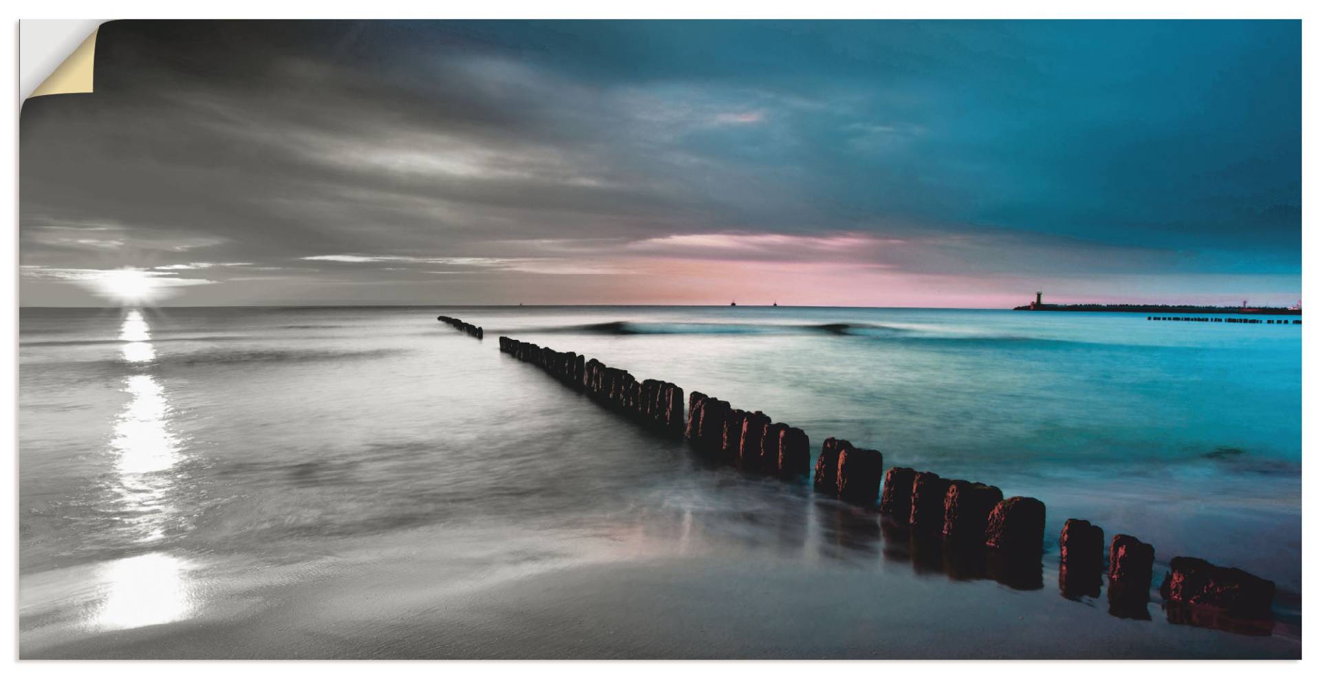 Artland Wandbild »Ostsee mit Sonnenaufgang s/w«, Gewässer, (1 St.), als Leinwandbild, Wandaufkleber in verschied. Grössen von Artland