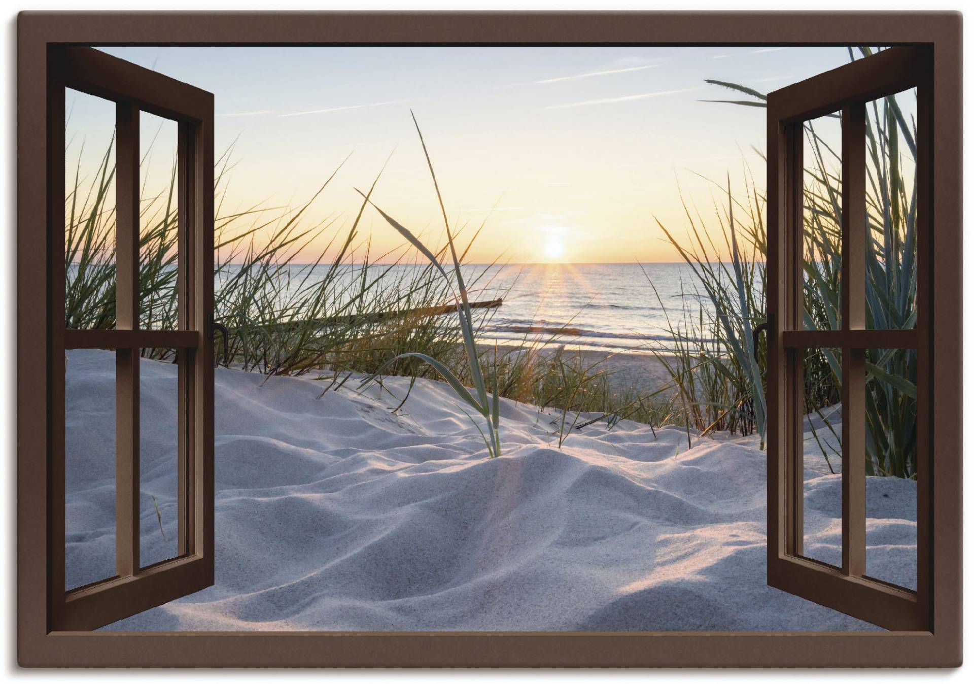 Artland Wandbild »Ostseestrand durchs Fenster«, Meer Bilder, (1 St.), als Alubild, Outdoorbild, Leinwandbild, Wandaufkleber, versch. Grössen von Artland