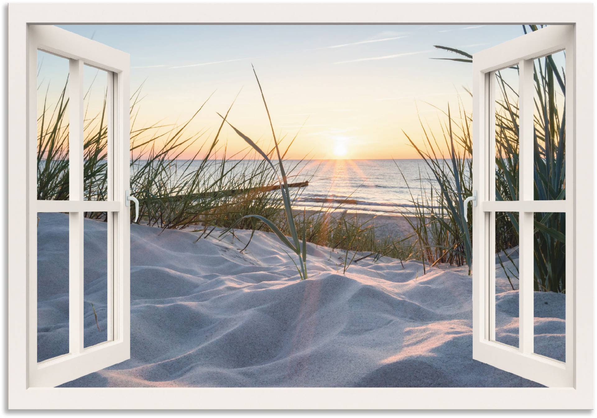 Artland Wandbild »Ostseestrand durchs Fenster«, Meer Bilder, (1 St.), als Alubild, Outdoorbild, Leinwandbild, Poster, Wandaufkleber von Artland