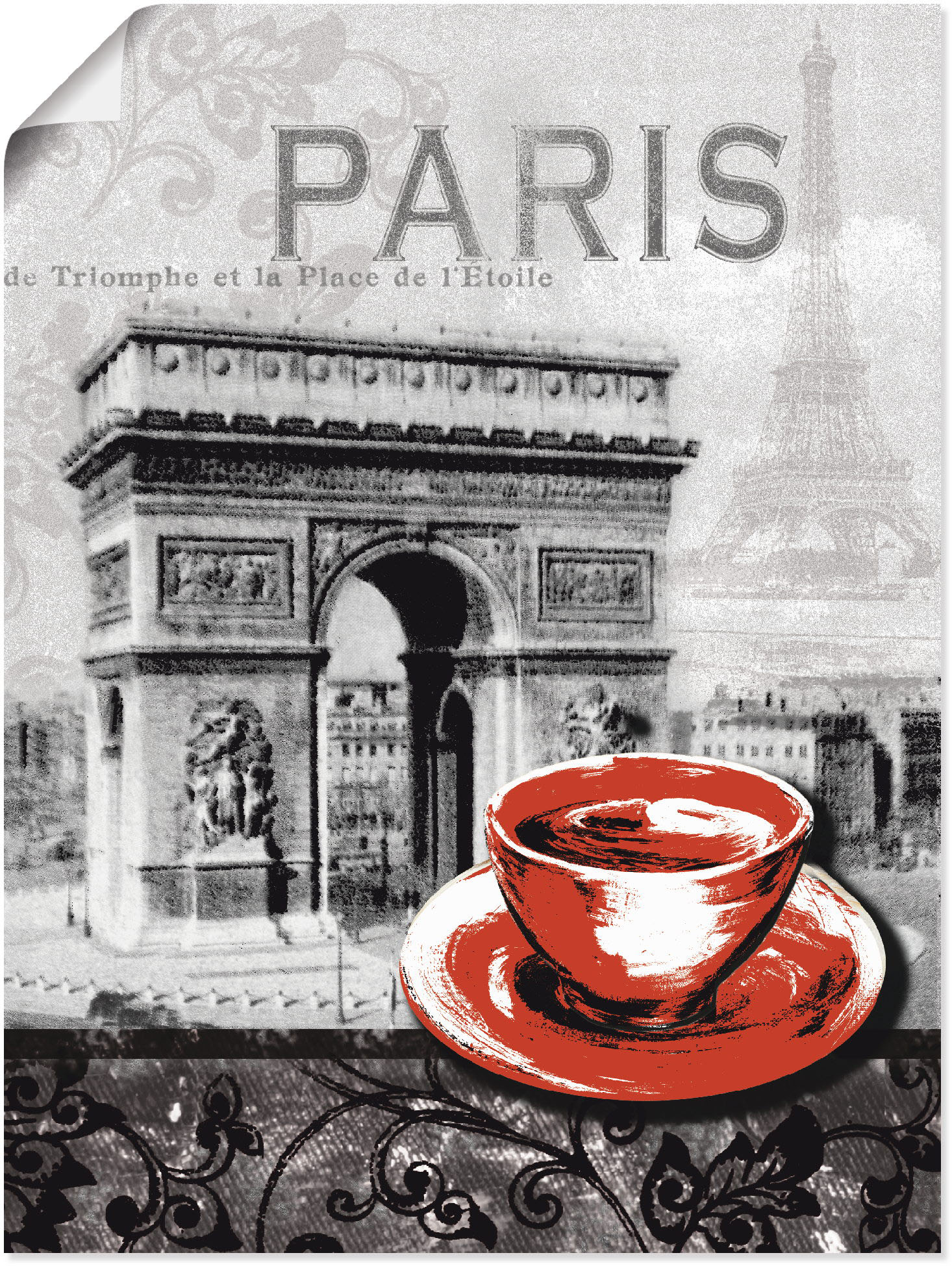 Artland Wandbild »Paris - Café au Lait - Milchkaffee«, Gebäude, (1 St.), als Alubild, Outdoorbild, Leinwandbild, Poster, Wandaufkleber von Artland