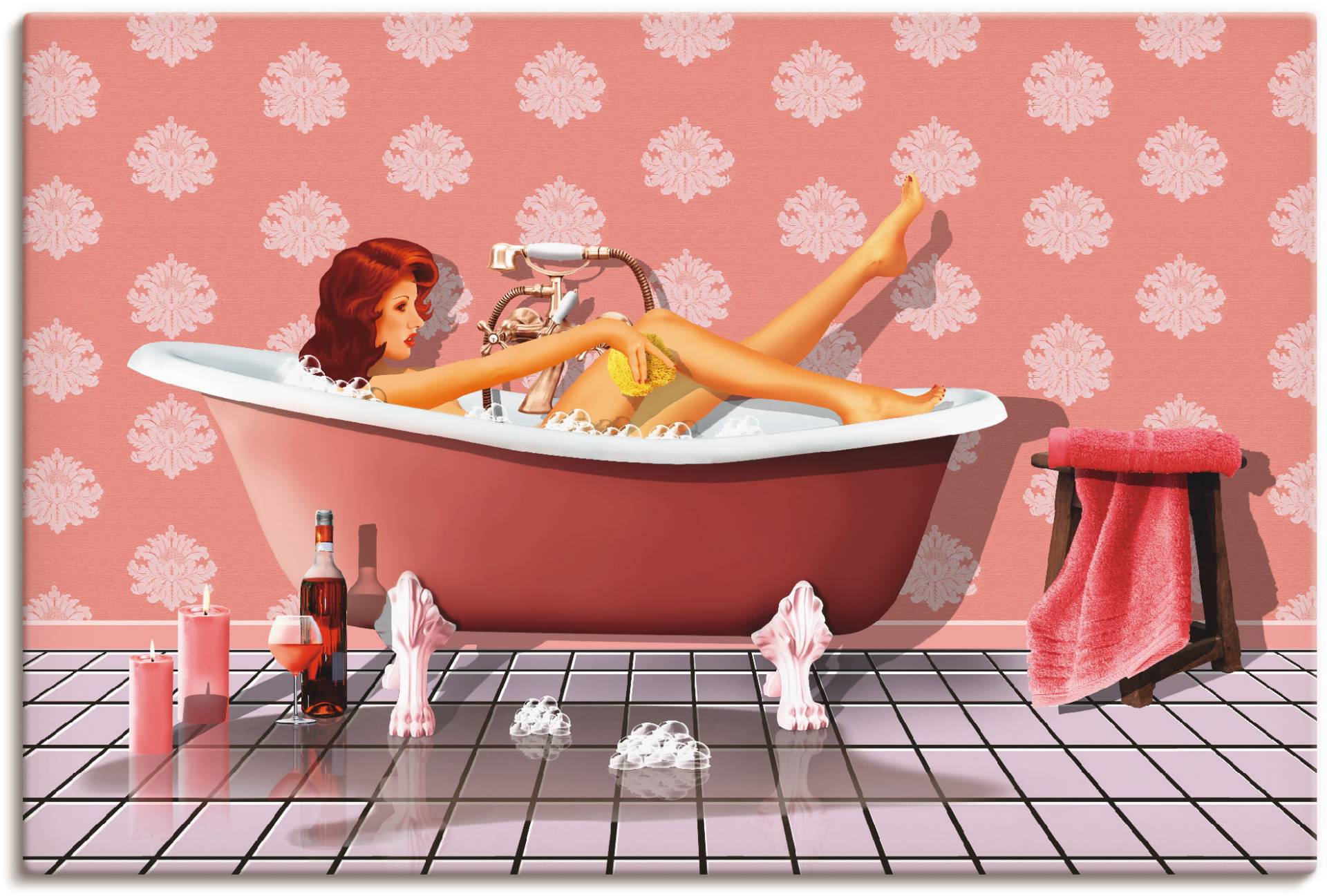 Artland Leinwandbild »Pin Up Girl beim Badevergnügen«, Frau, (1 St.), auf Keilrahmen gespannt Artland Leinwandbild »Pin Up Girl beim Badevergnügen«, Frau, (1 St.), auf Keilrahmen gespannt von Artland