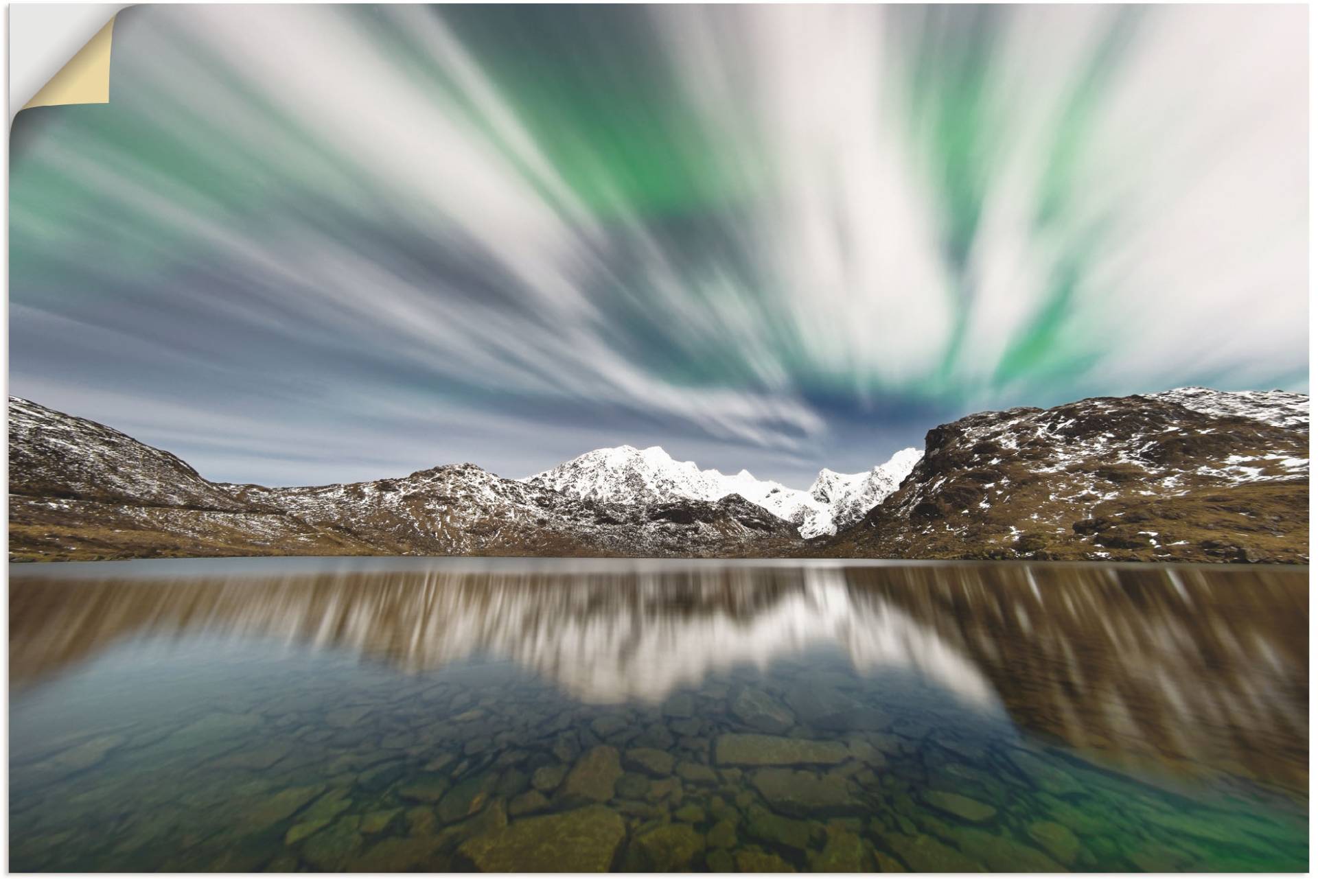 Artland Wandbild »Polarlicht über einer Bergkette«, Berge & Alpenbilder, (1 St.), als Alubild, Leinwandbild, Wandaufkleber oder Poster in versch. Grössen von Artland