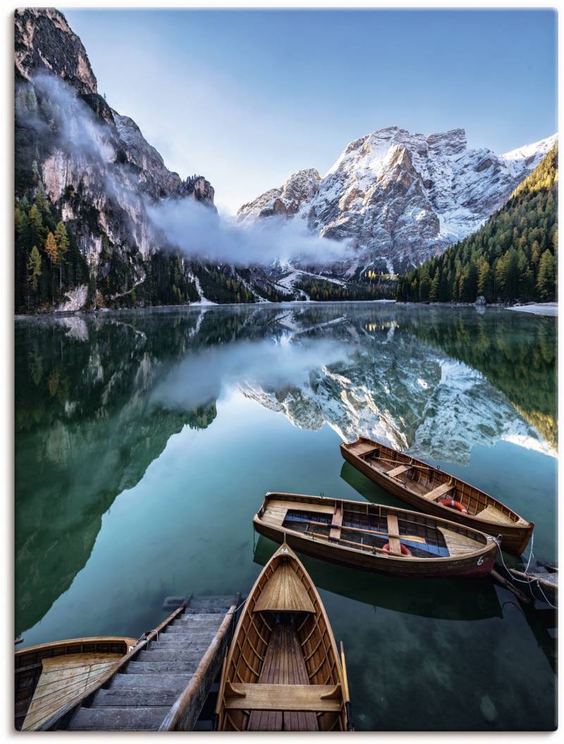 Artland Wandbild »Pragser Wildsee in Südtirol«, Bilder von Booten & Schiffen, (1 St.), als Alubild, Outdoorbild, Leinwandbild in verschied. Grössen von Artland