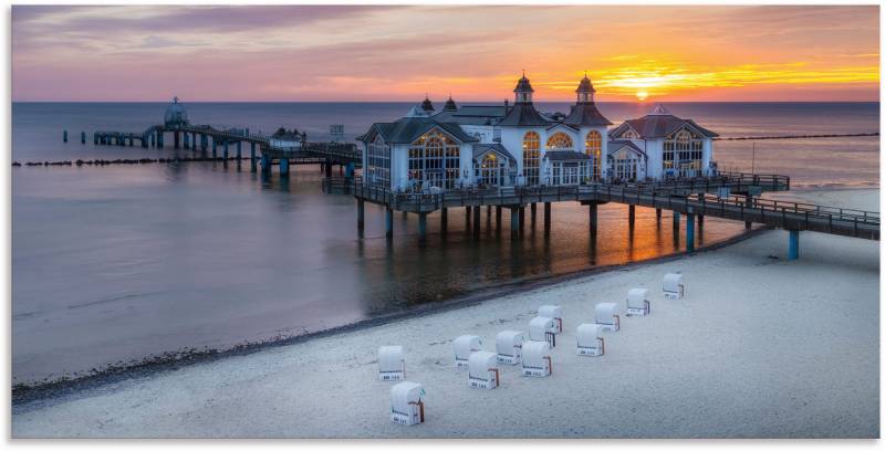 Artland Wandbild »RÜGEN Seebrücke in Sellin Sonnenaufgang«, (1 Stück), in vielen Grössen & Produktarten - Alubild / Outdoorbild für den Aussenbereich, Leinwandbild, Poster, Wandaufkleber / Wandtattoo auch für Badezimmer geeignet von Artland