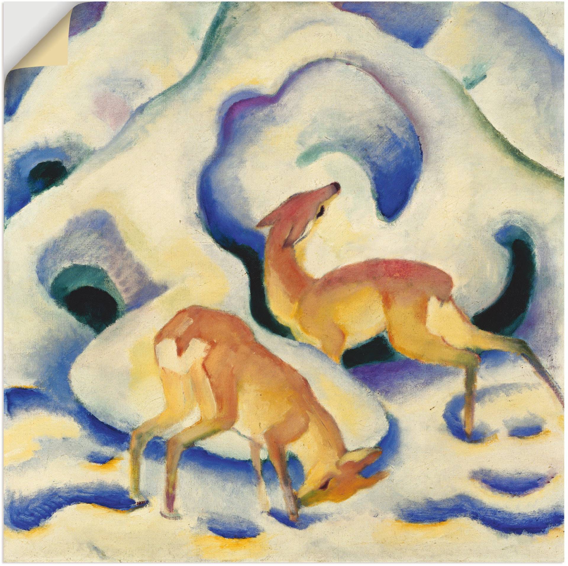 Artland Wandbild »Rehe im Schnee. 1911.«, Wildtiere, (1 St.), als Alubild, Leinwandbild, Wandaufkleber oder Poster in versch. Grössen von Artland