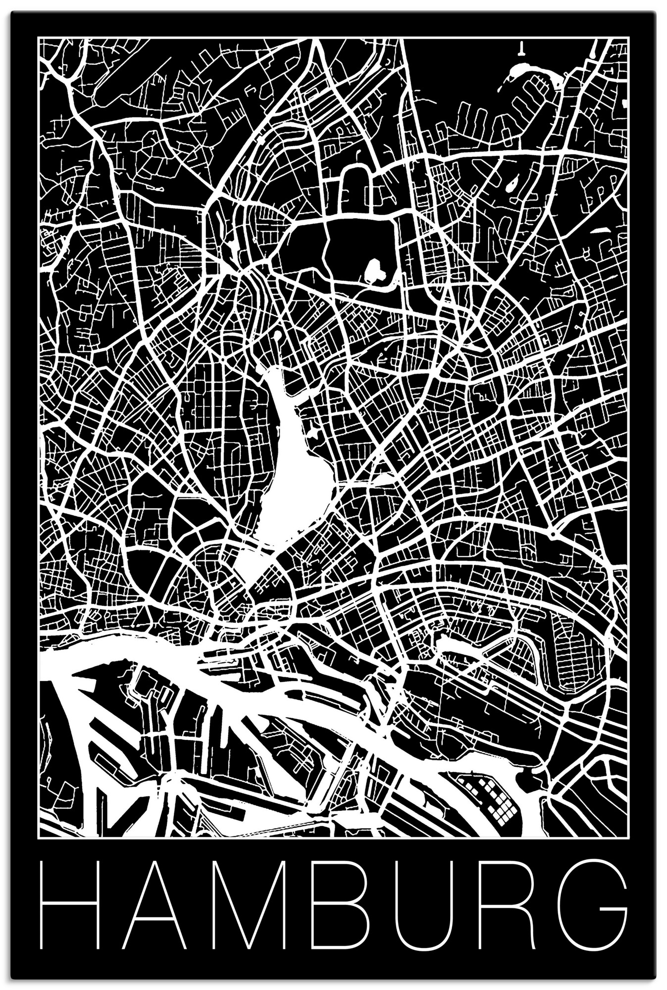 Artland Wandbild »Retro Karte Hamburg Deutschland Schwarz«, Deutschland, (1 St.), als Alubild, Outdoorbild, Leinwandbild, Poster in verschied. Grössen Artland Wandbild »Retro Karte Hamburg Deutschland Schwarz«, Deutschland, (1 St.), als Alubild, Outdoorbild, Leinwandbild, Poster in verschied. Grössen von Artland