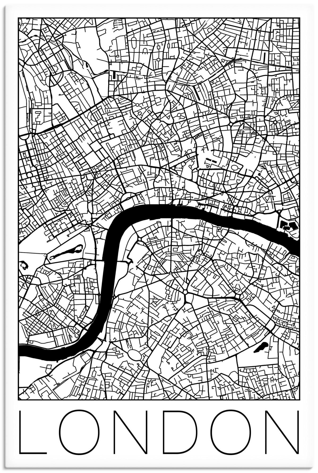 Artland Wandbild »Retro Karte London England«, Grossbritannien, (1 St.), als Alubild, Leinwandbild, Wandaufkleber oder Poster in versch. Grössen von Artland