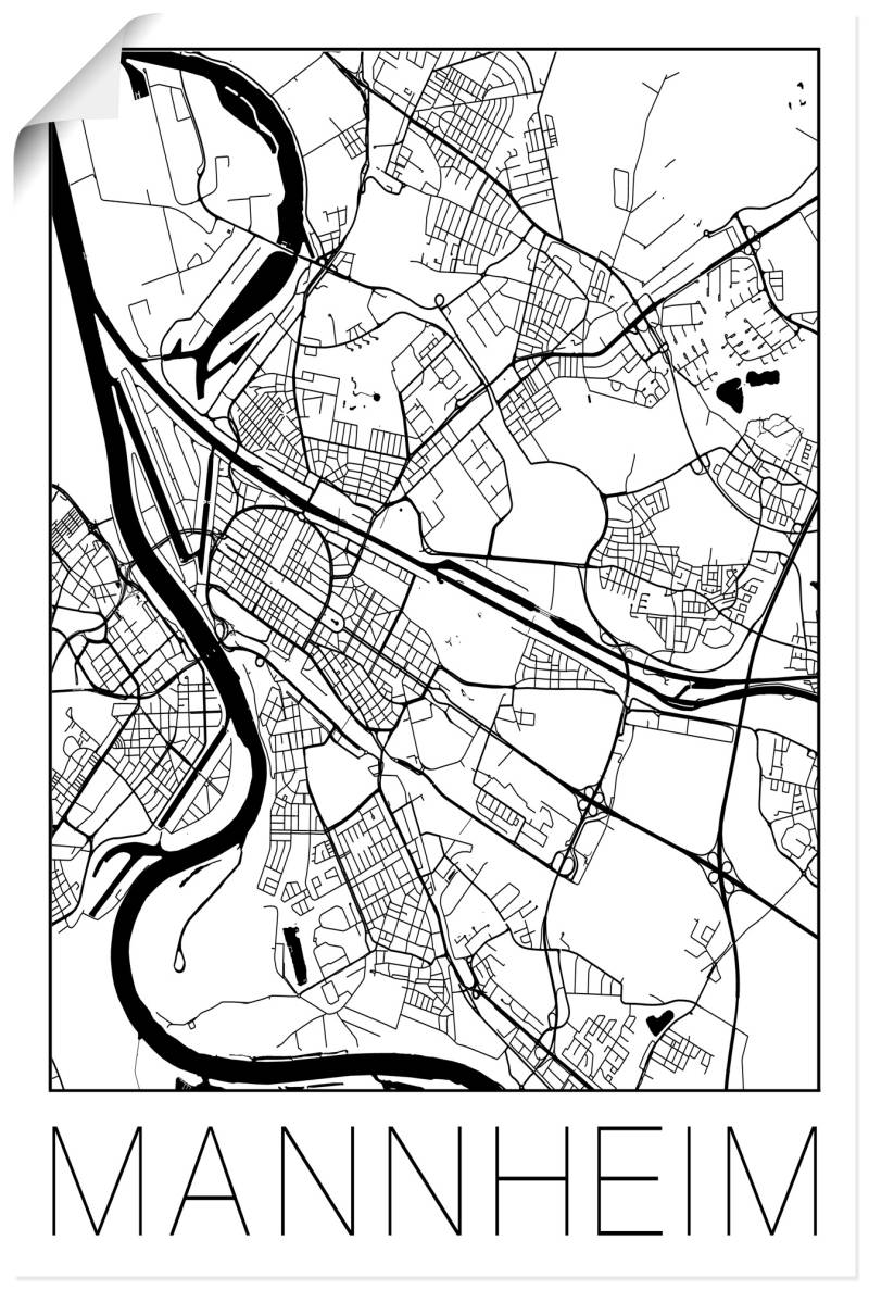 Artland Wandbild »Retro Karte Mannheim Deutschland«, Deutschland, (1 St.), als Alubild, Outdoorbild, Poster in verschied. Grössen von Artland